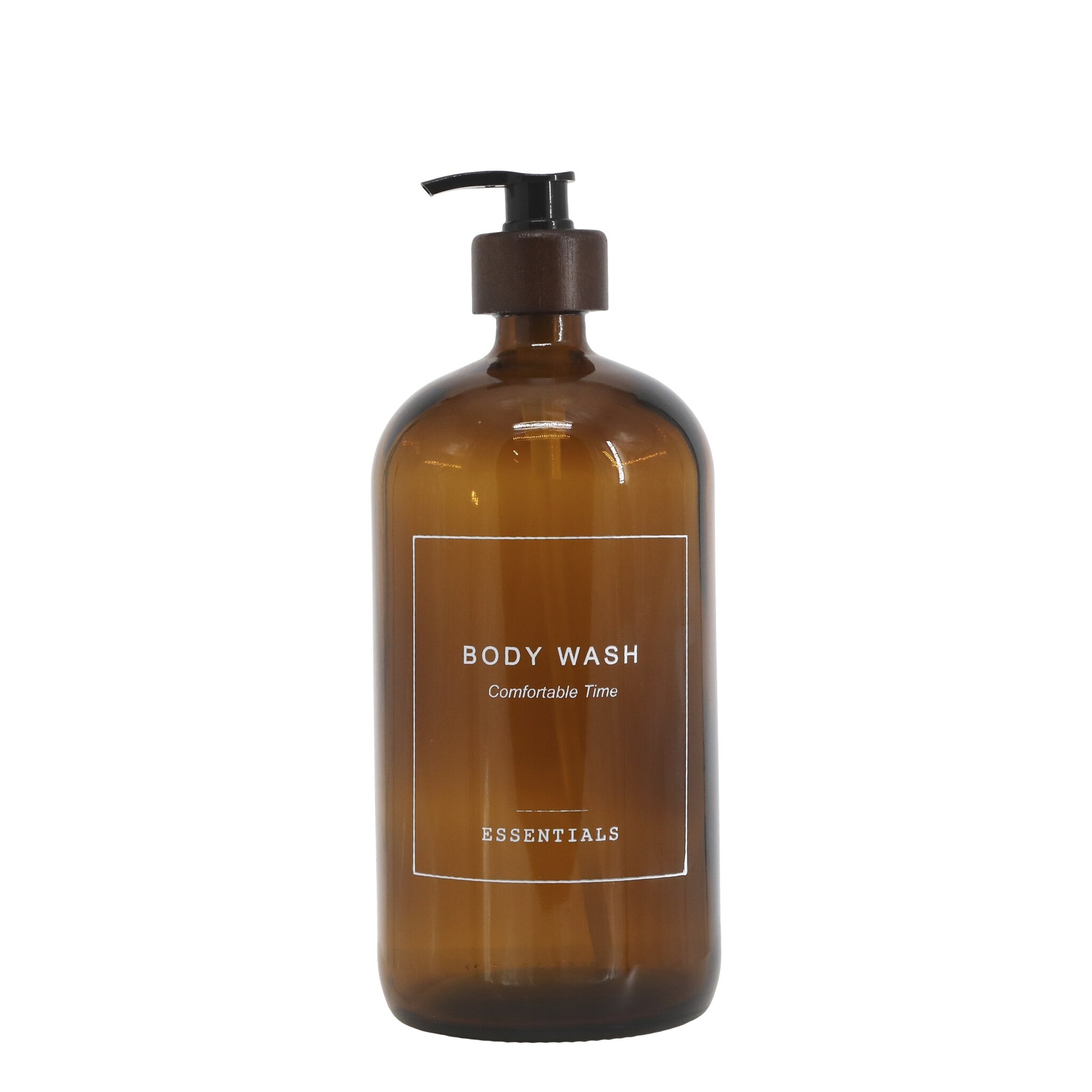 Flasche Spender mit Pumpe Body Wash Aufschrift, mokka H25,5/Ø 9,5 cm 1000 ml