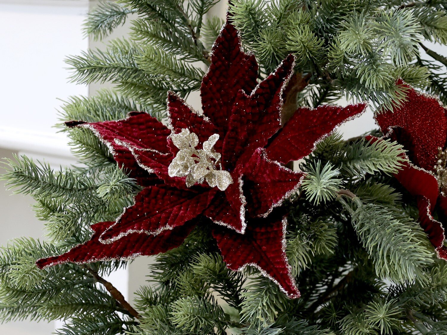 Fleur Blume mit Clips, Tannenbaumschmuck, dunkelrot Ø 25 cm