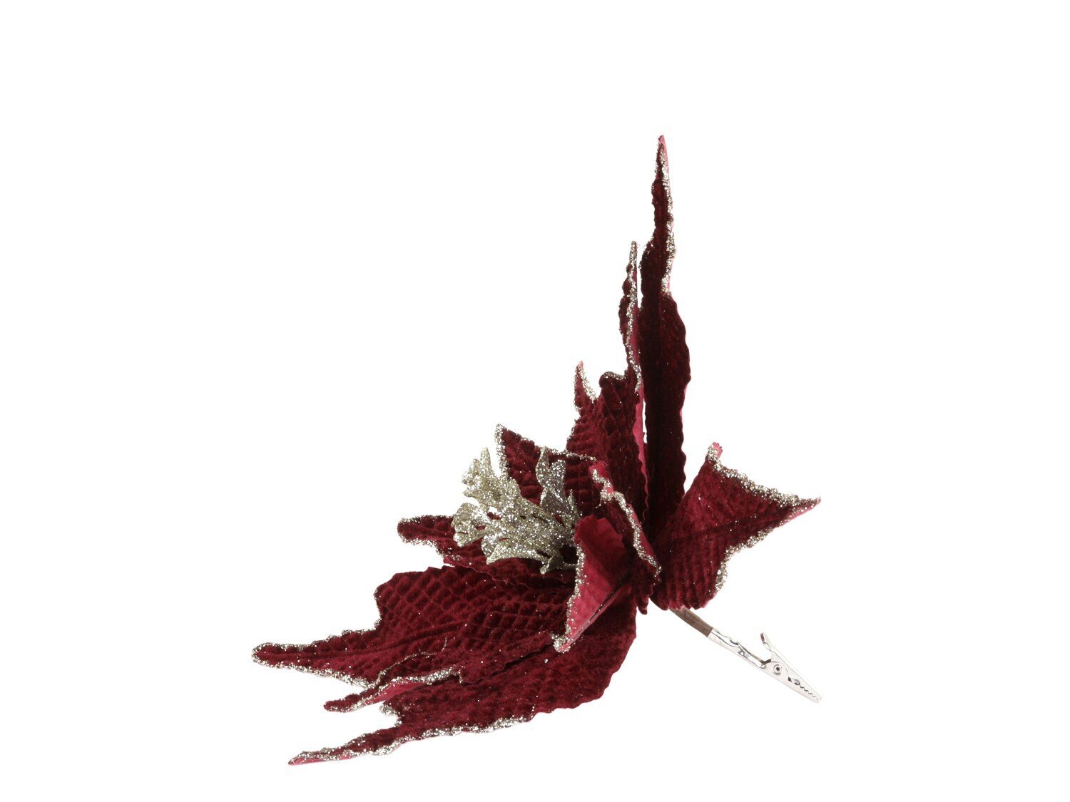 Fleur Blume mit Clips, Tannenbaumschmuck, dunkelrot Ø 25 cm