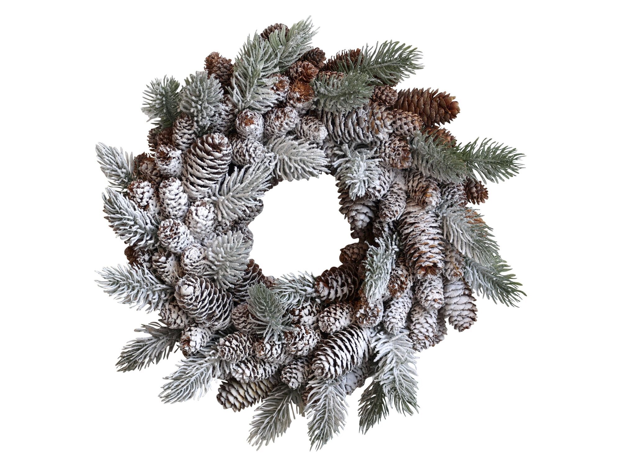 Fleur Fichtenkranz mit Zapfen und Kunstschnee, grün