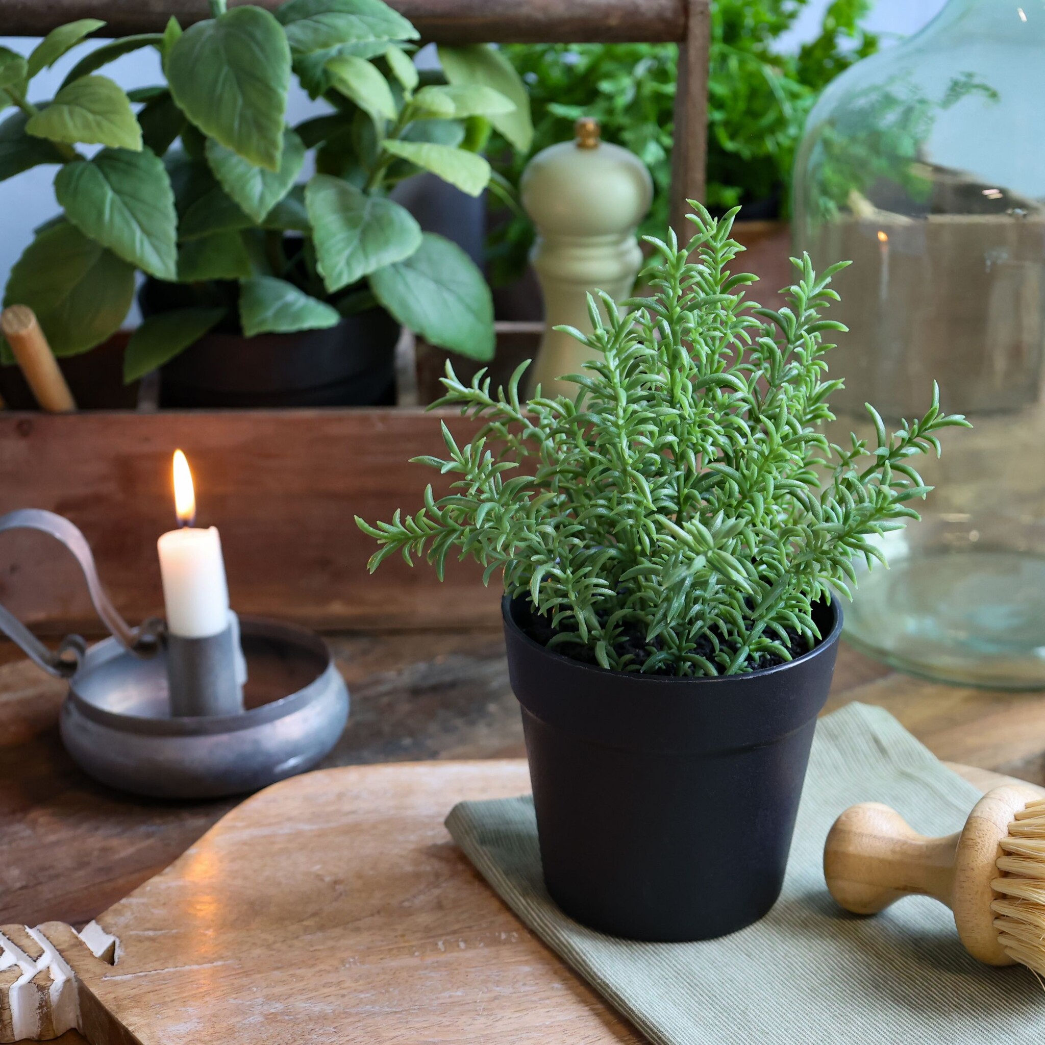 Fleur künstlicher Rosmarin Topf, grün Höhe 24, Ø 17 cm