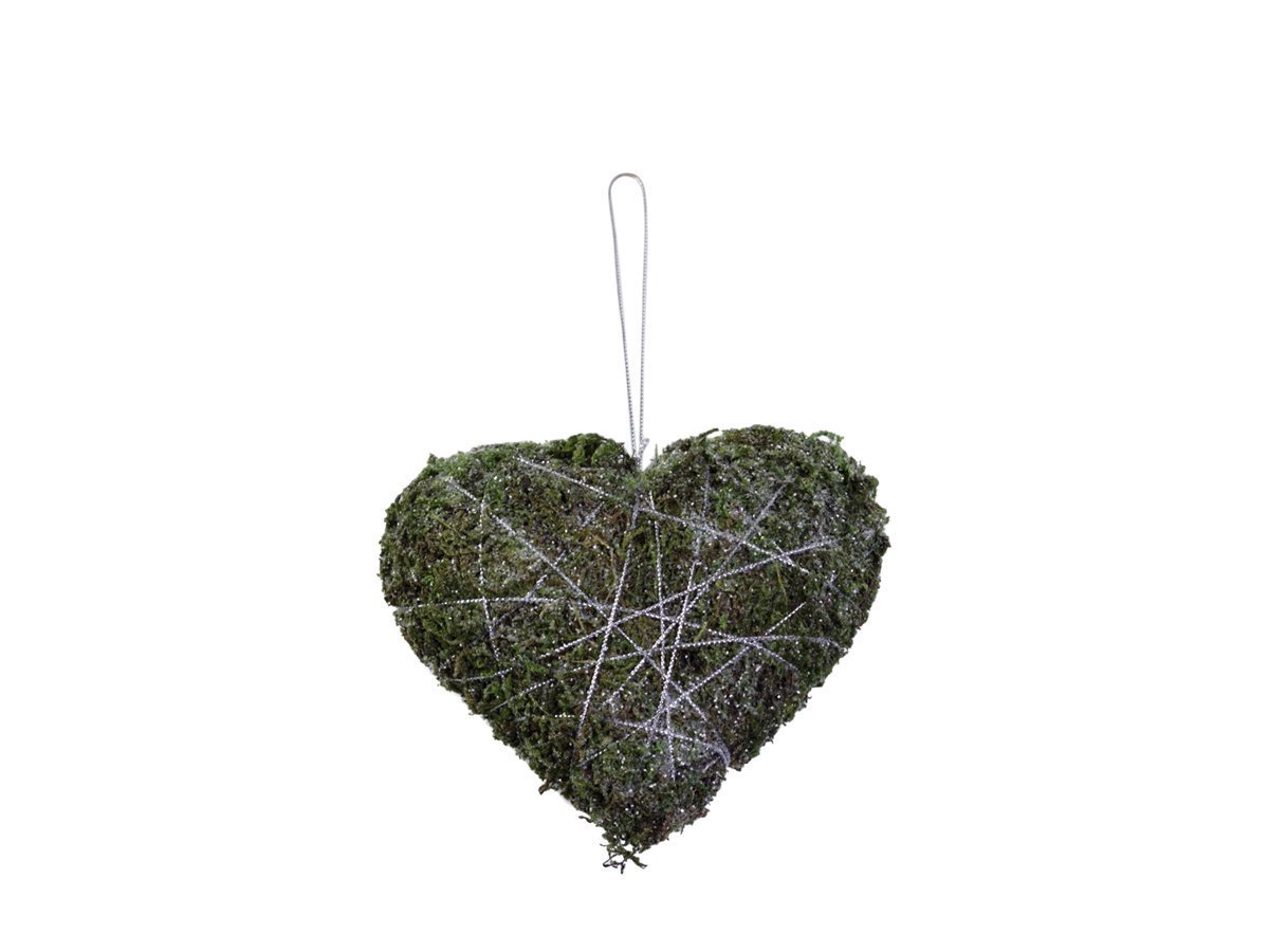 Chic Antique Fleur Moosherz mit Aufhängung, grün H12/L13/B4,5 cm