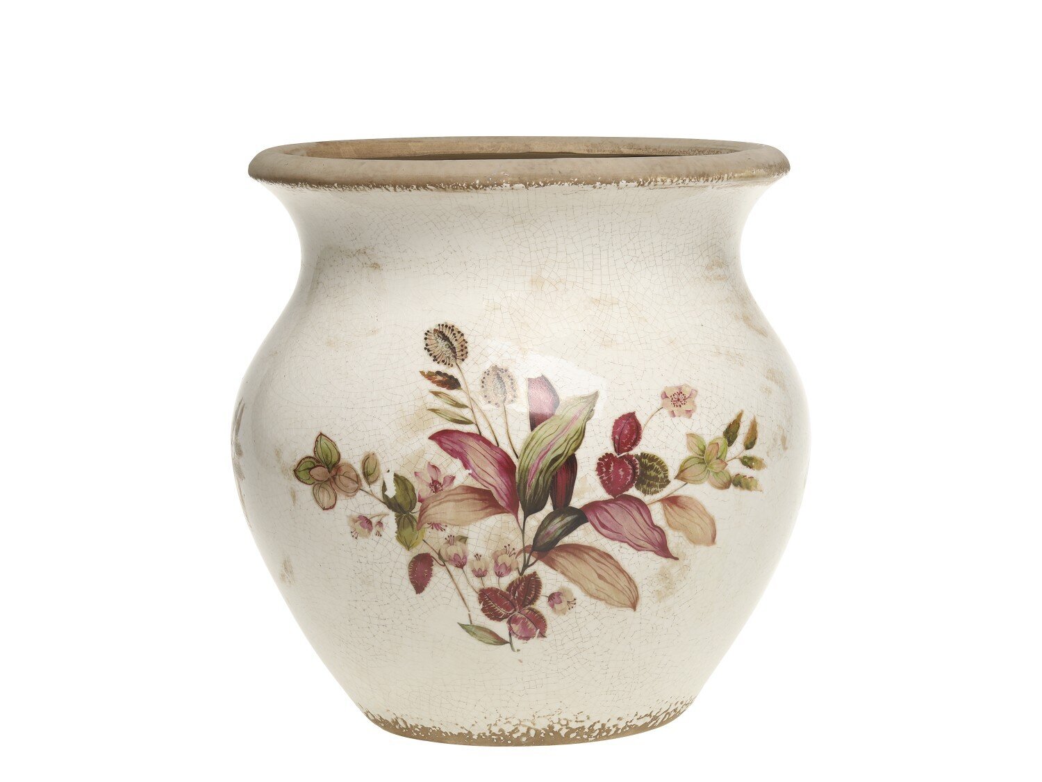 Florac Blumentopf mit Blumenmotiv, creme H26/Ø26 cm