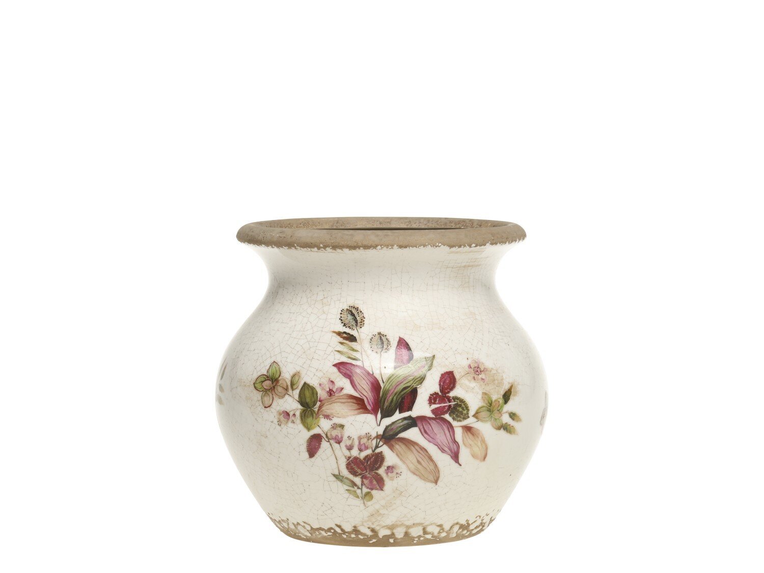 Florac Blumentopf mit Blumenmotiv, creme H16,5/Ø17,5 cm