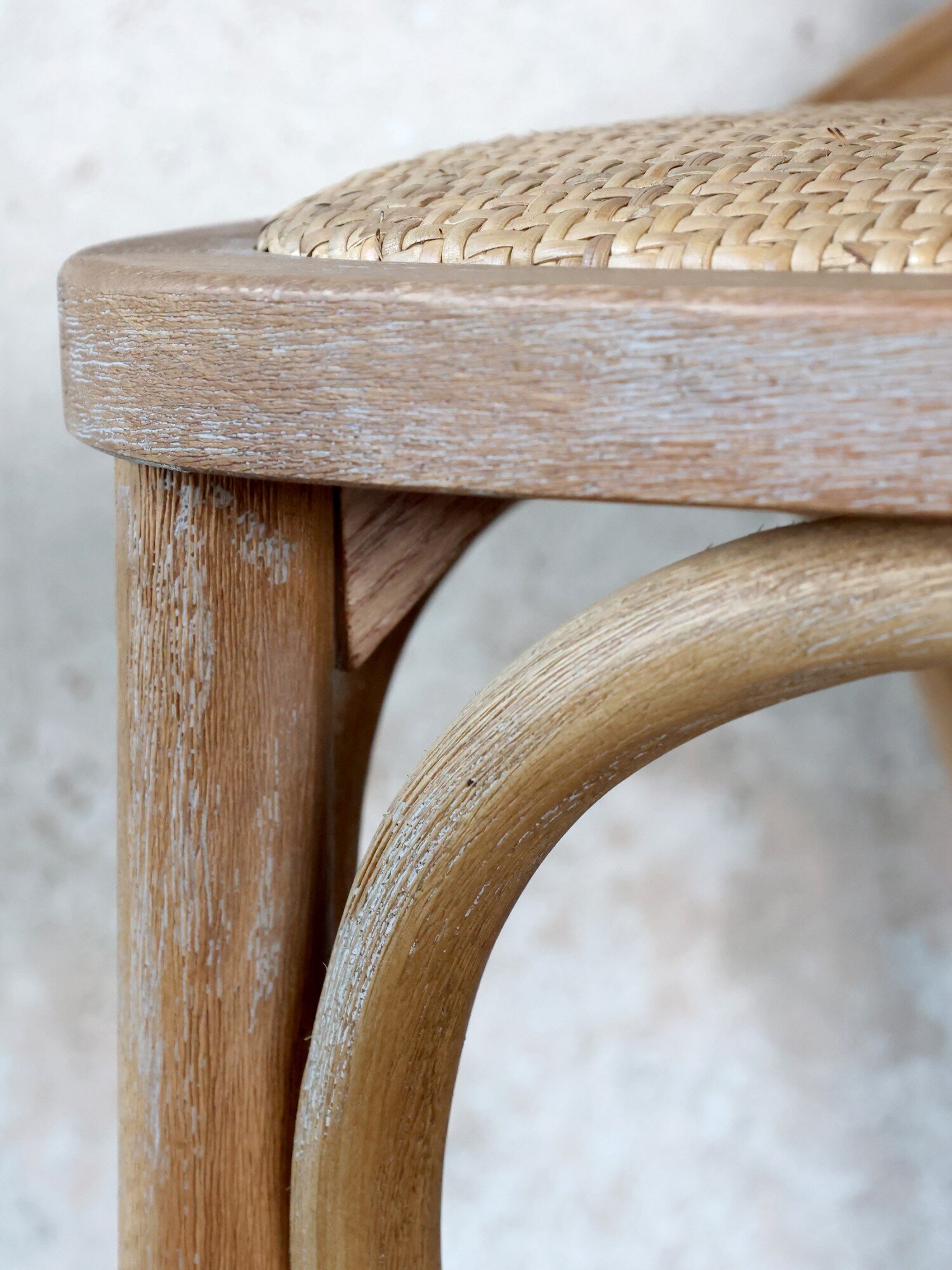 Französischer Barhocker mit Geflechtsitz, natur 