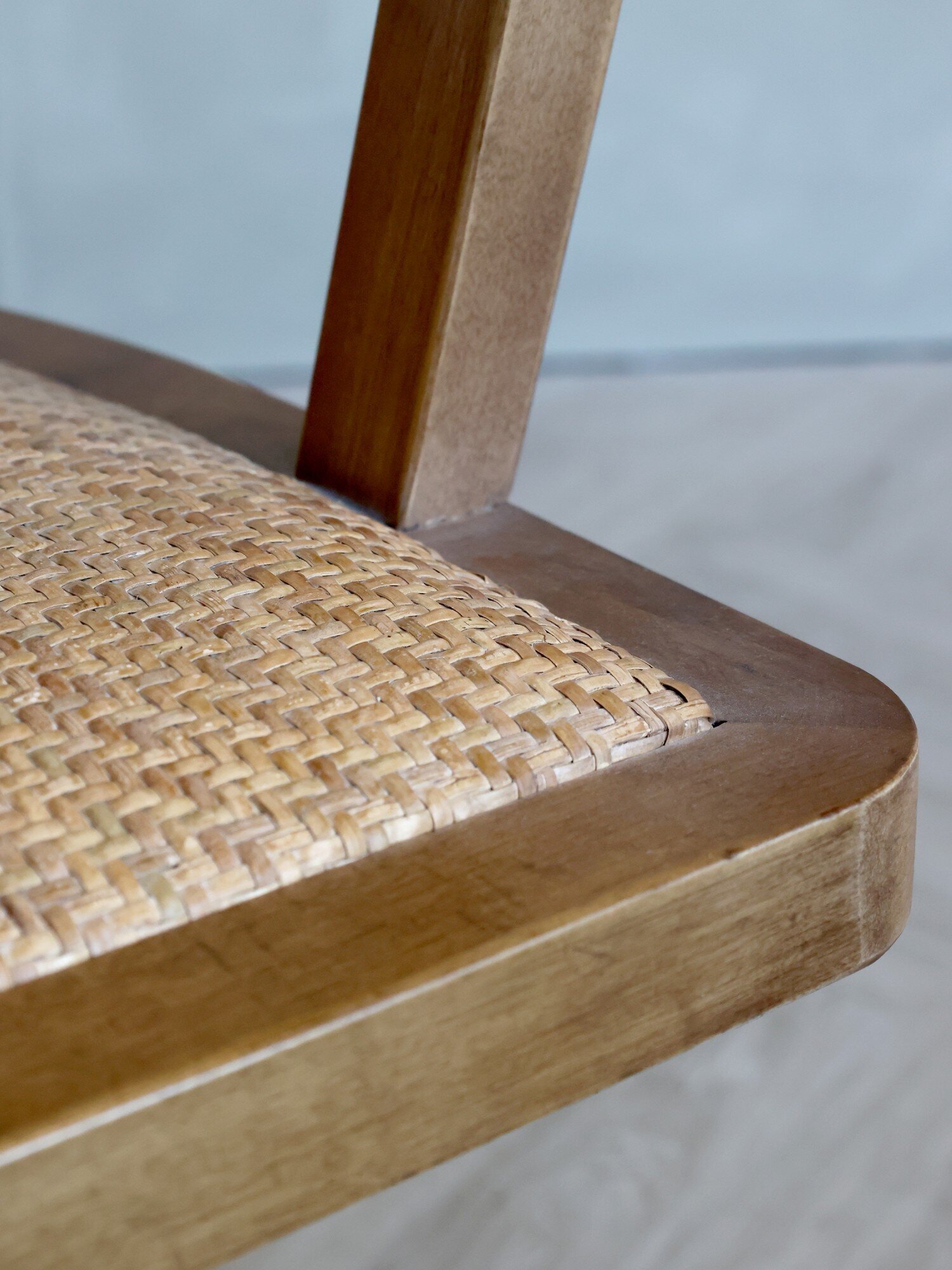 Französischer Bürostuhl mit Geflechtsitz, natur 