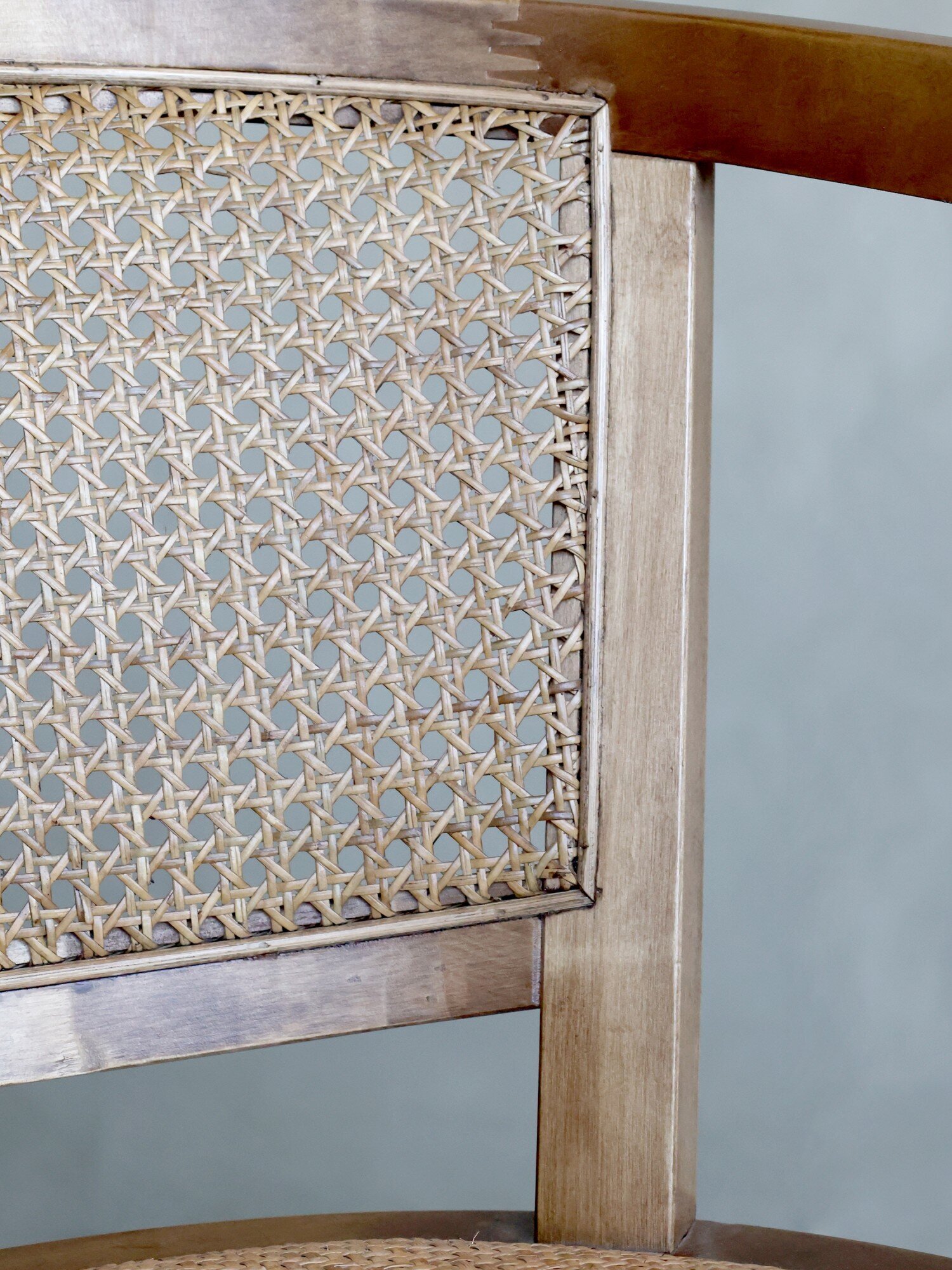 Französischer Bürostuhl mit Geflechtsitz, natur 