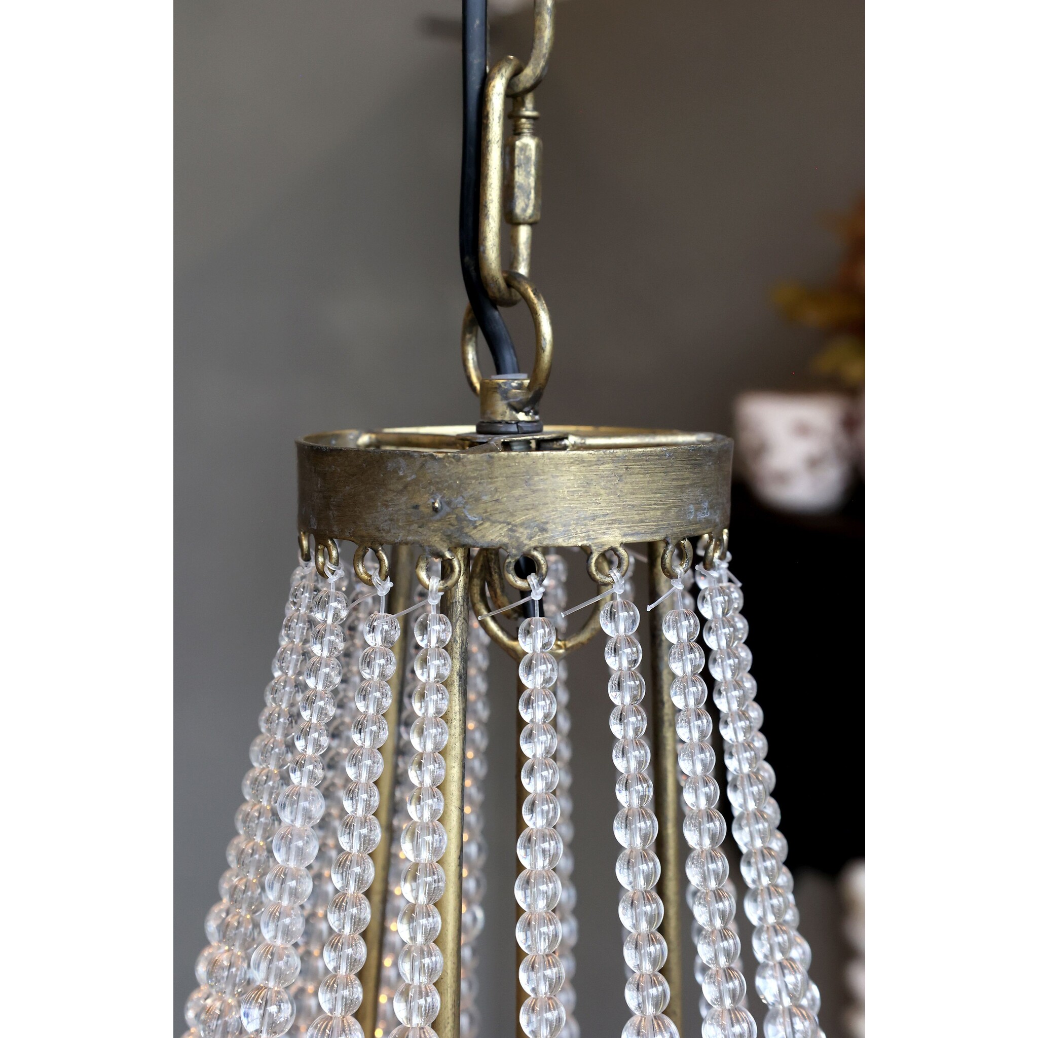 Französischer Kronleuchter mit Glasprismen, messing 