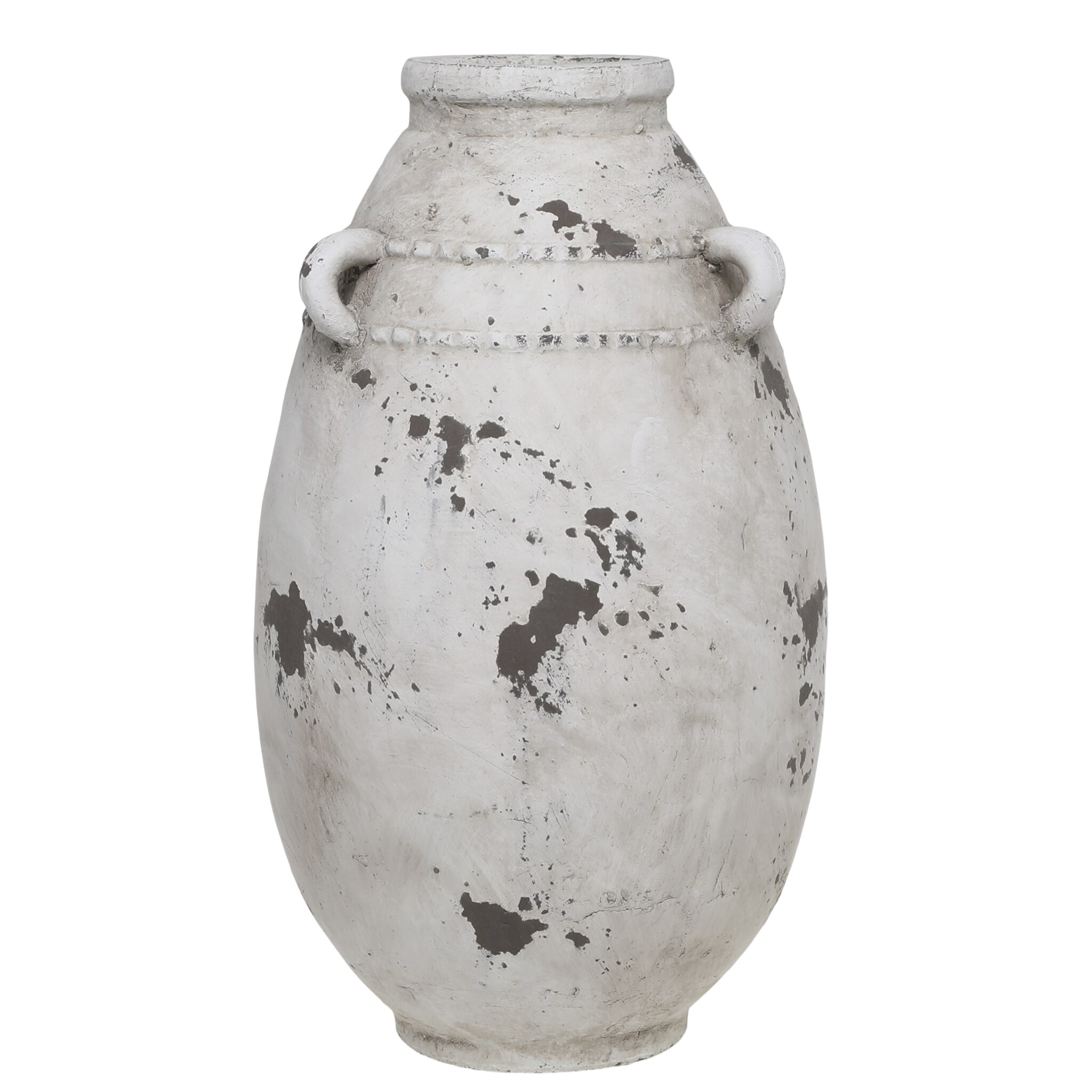Frejus Vase aus Terrakotta groß, creme Höhe 36, Ø 21 cm
