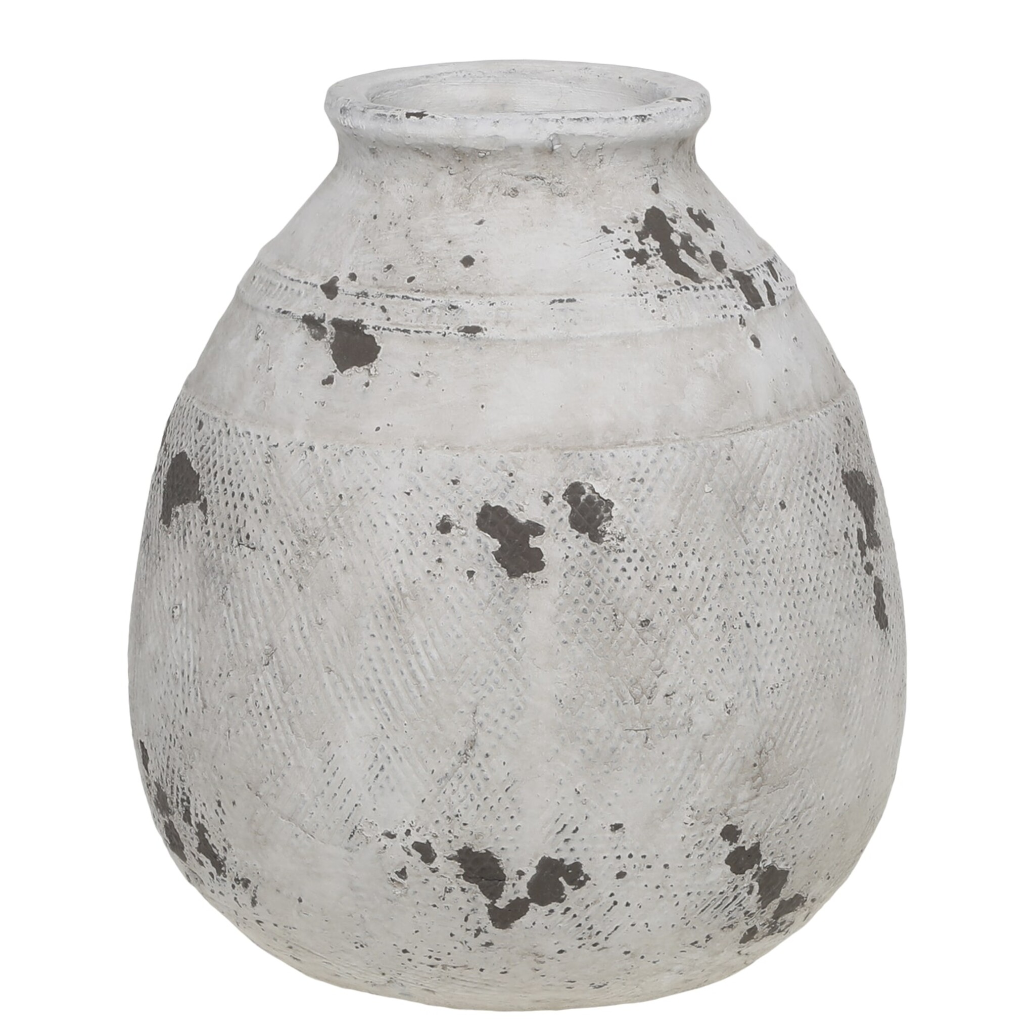 Frejus Vase aus Terrakotta klein, creme Höhe 26,5, Ø 24 cm