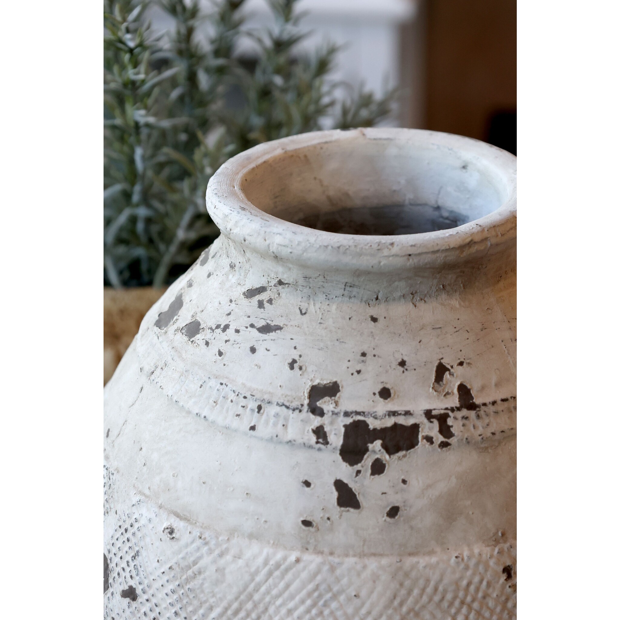 Frejus Vase aus Terrakotta klein, creme Höhe 26,5, Ø 24 cm