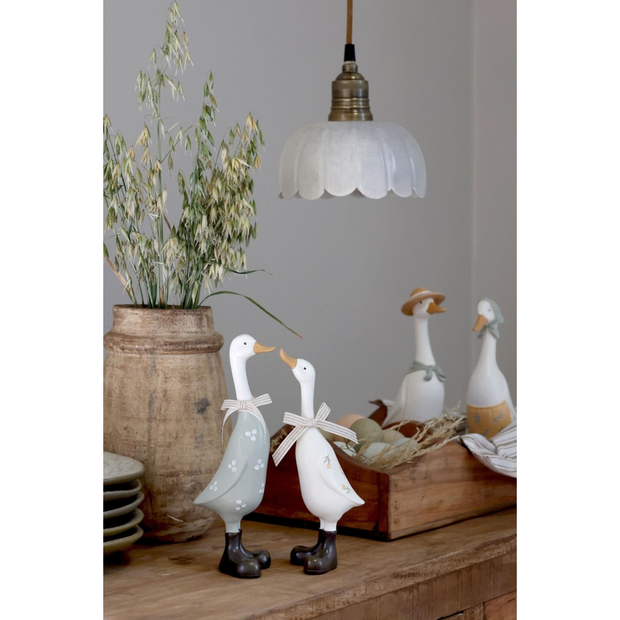 Nostalgisches Gänse Deko 2er Set, opal 