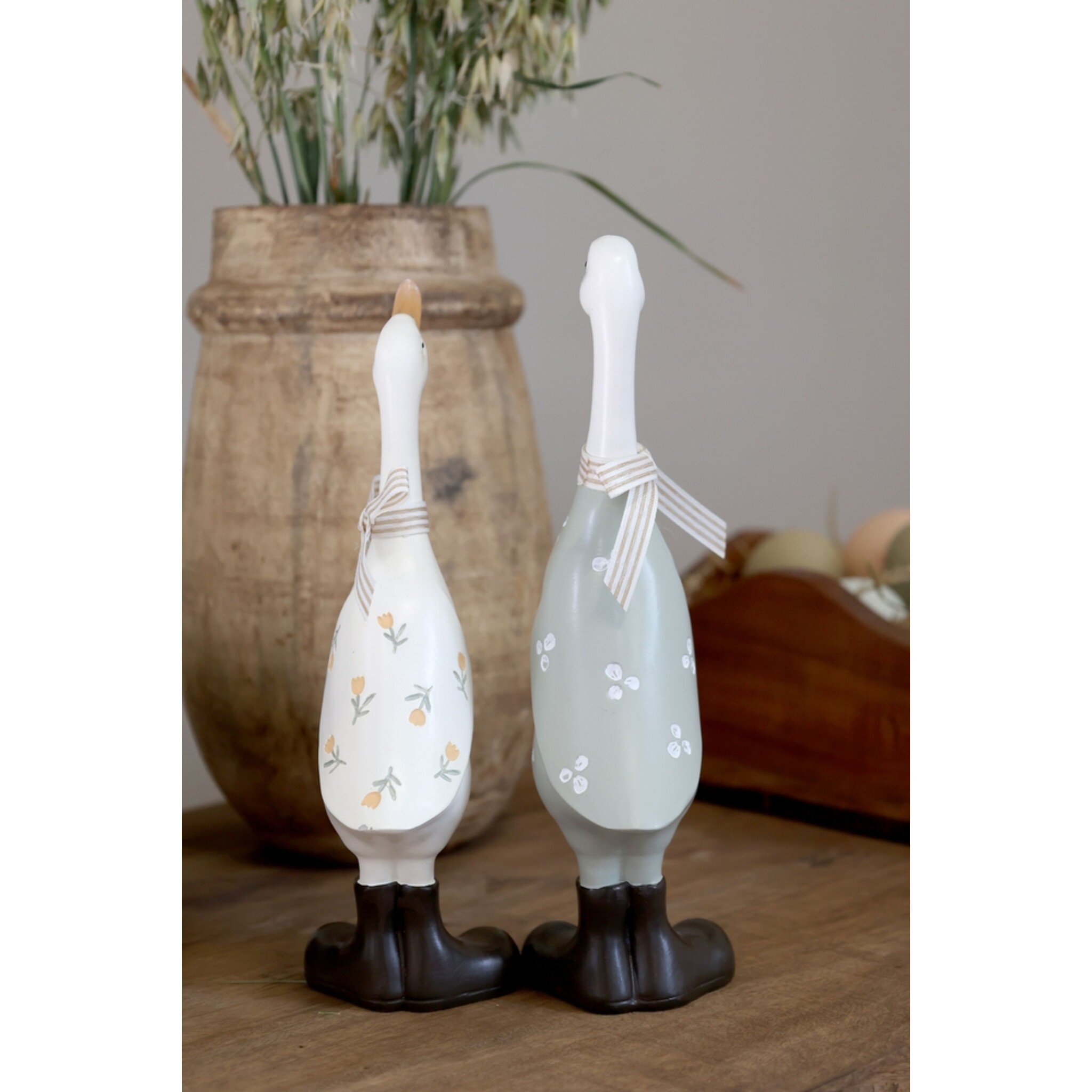 Nostalgisches Gänse Deko 2er Set, opal 