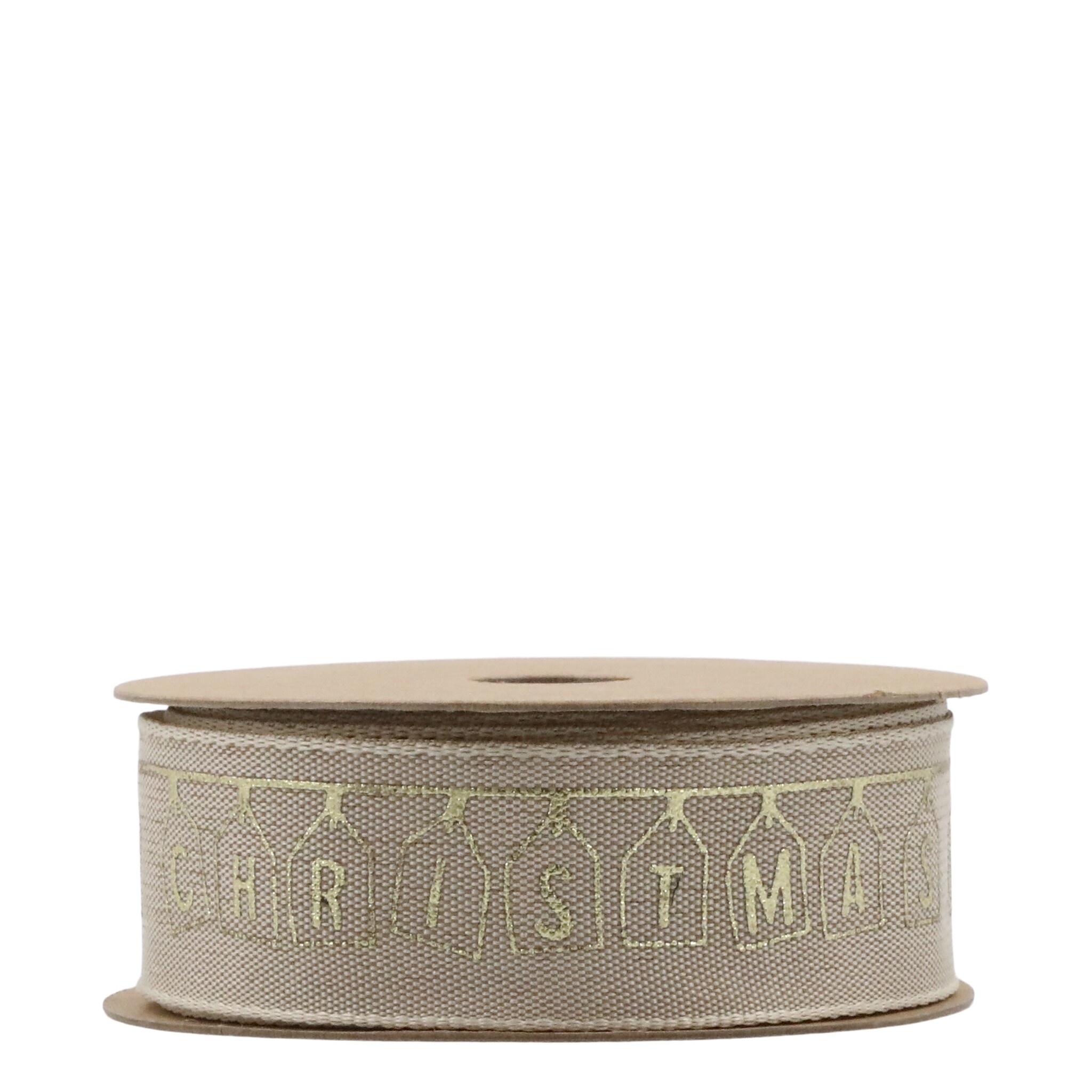 Geschenkband mit Merry Christmas , leinen