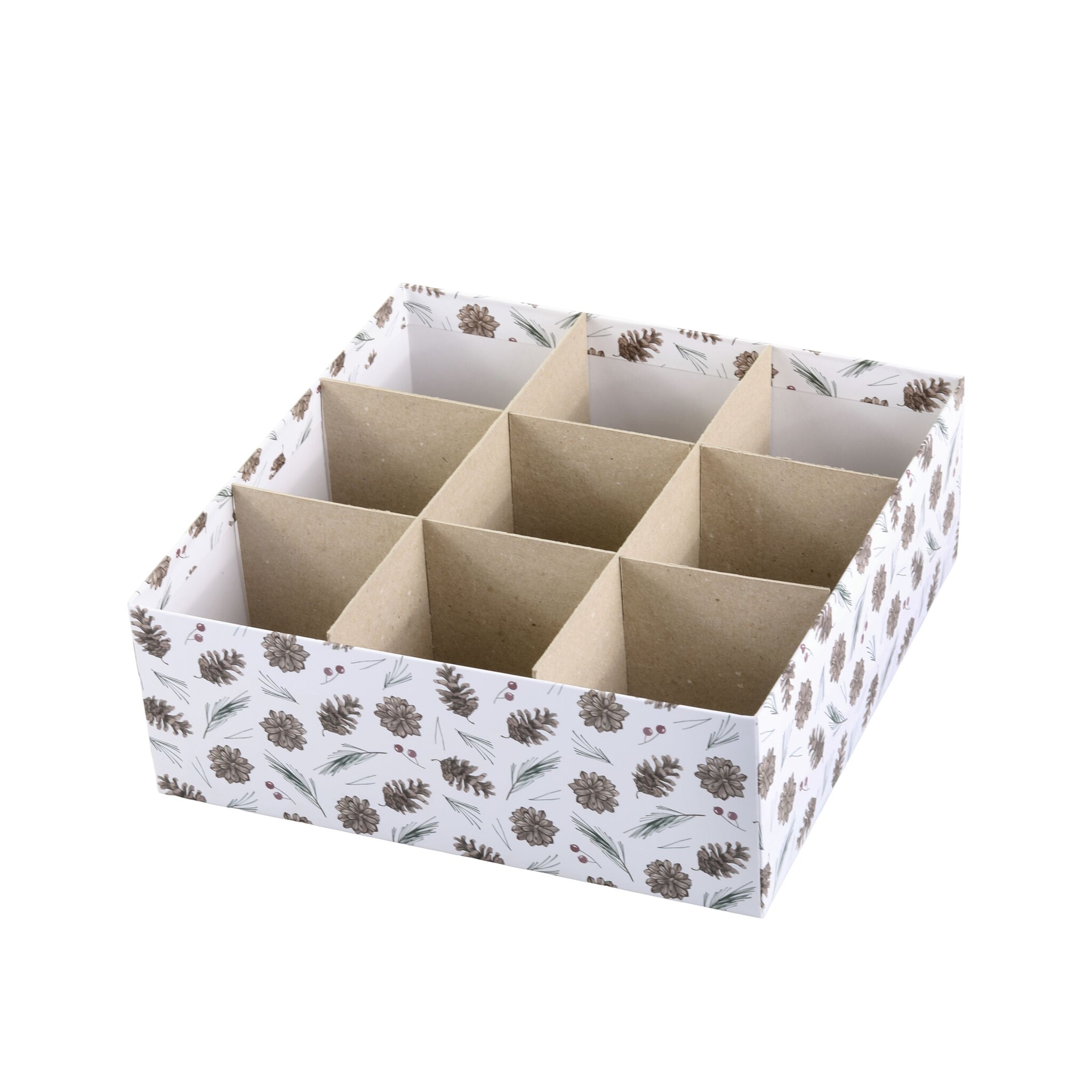 Geschenkbox 3er-Set mit Zapfen, weiß 