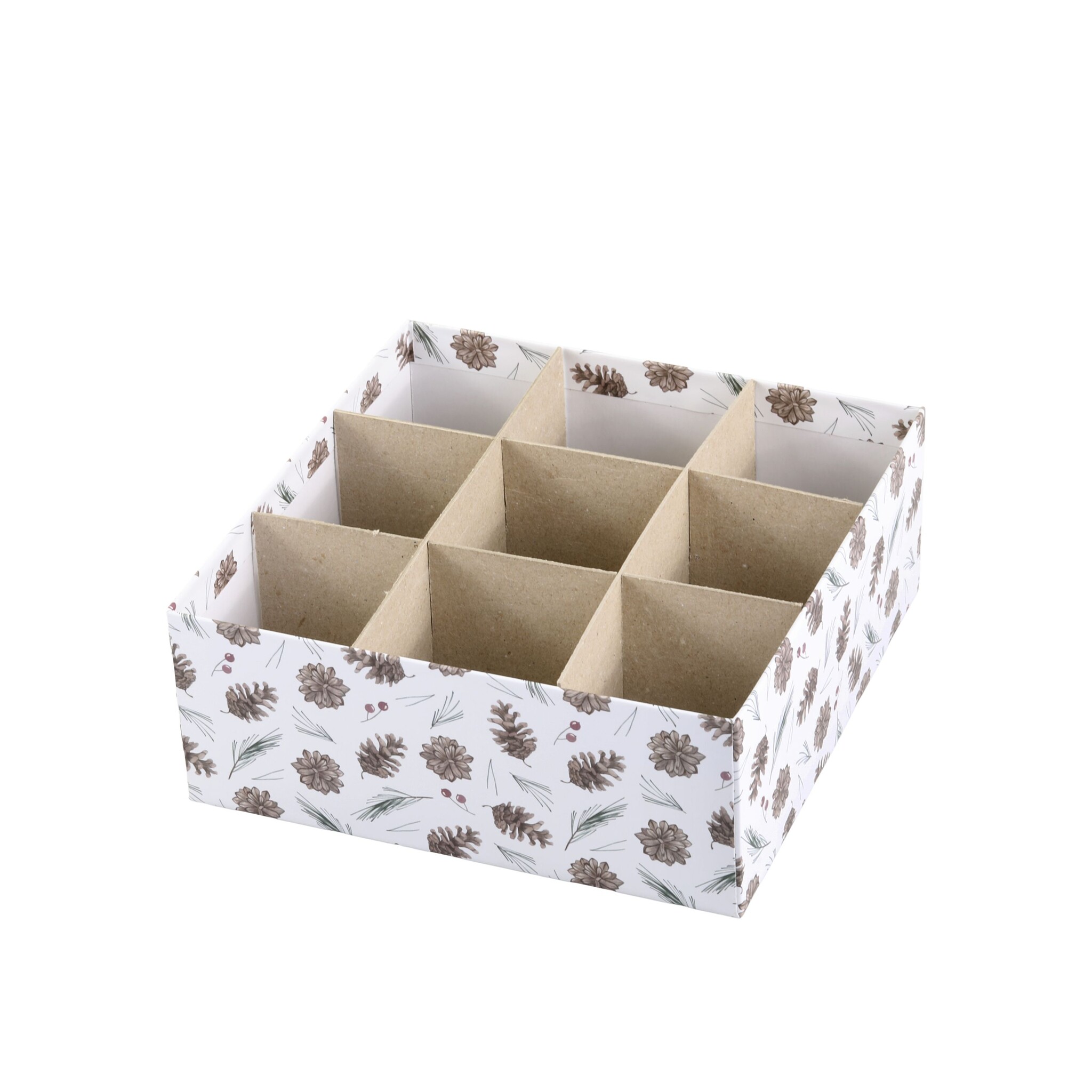 Geschenkbox 3er-Set mit Zapfen, weiß 