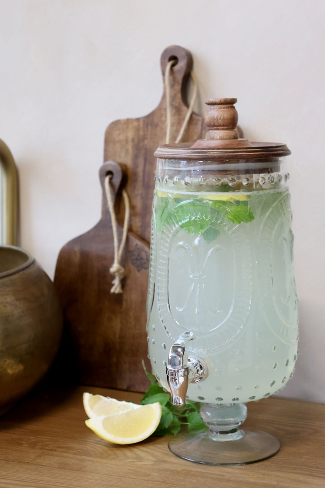 Chic Antique Getränkespender Glas & Mangoholz, klar 