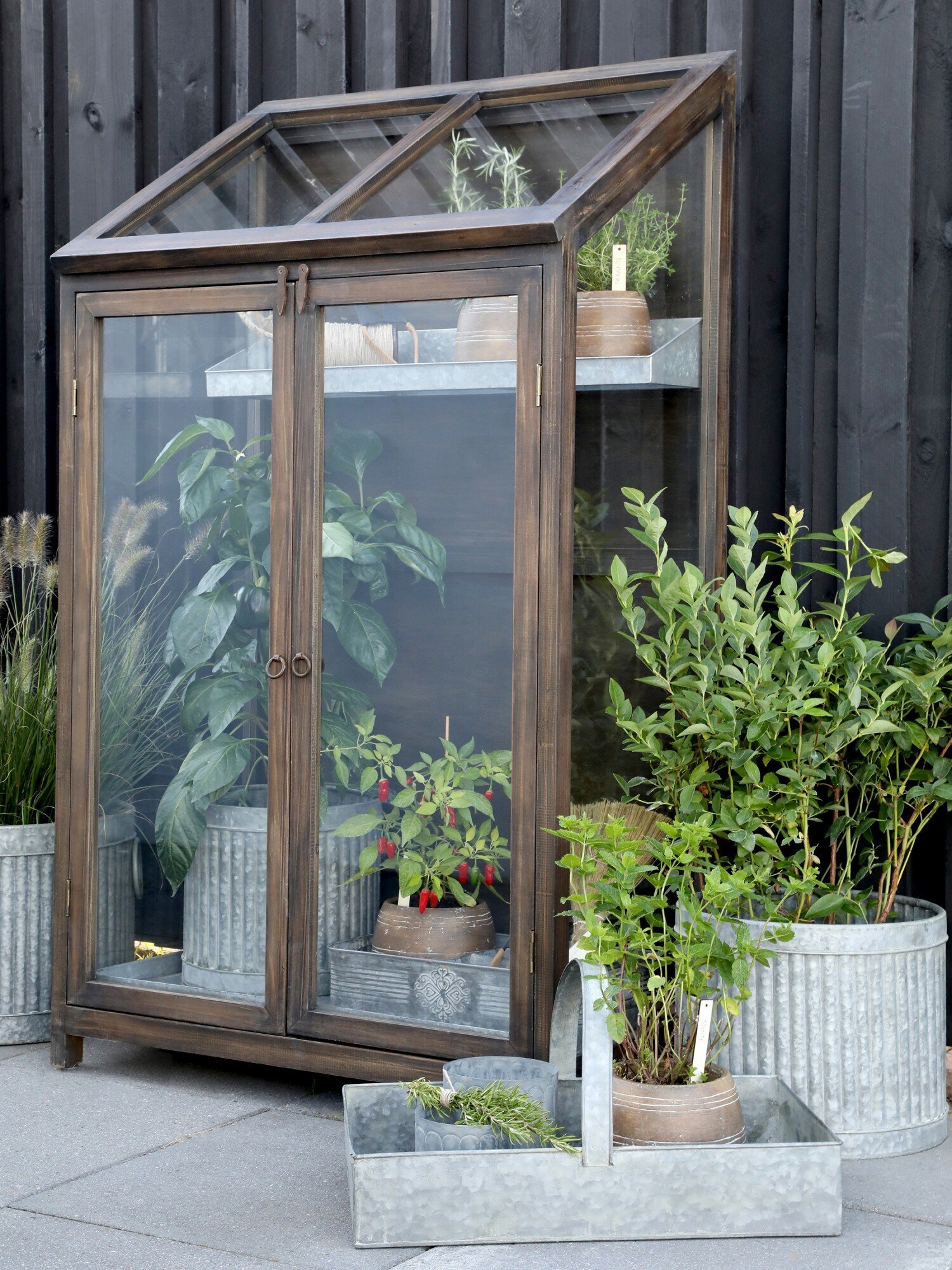Gewächshaus mit Dach aus Holz und Glas von Chic Antique günstig