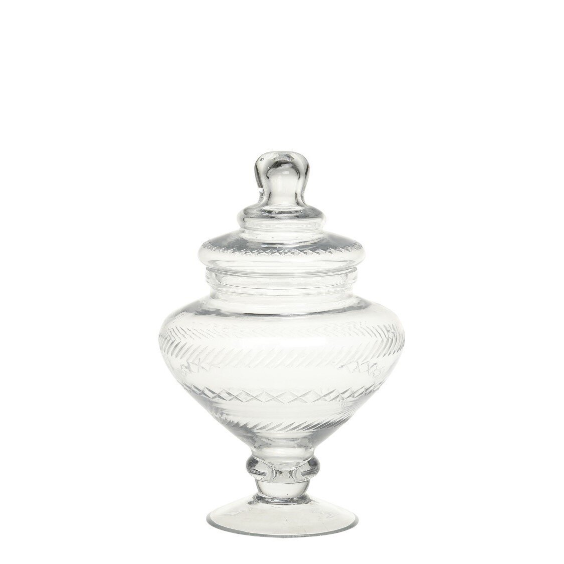 Glasgefäß mit Deckel auf Fuß, durchsichtig 