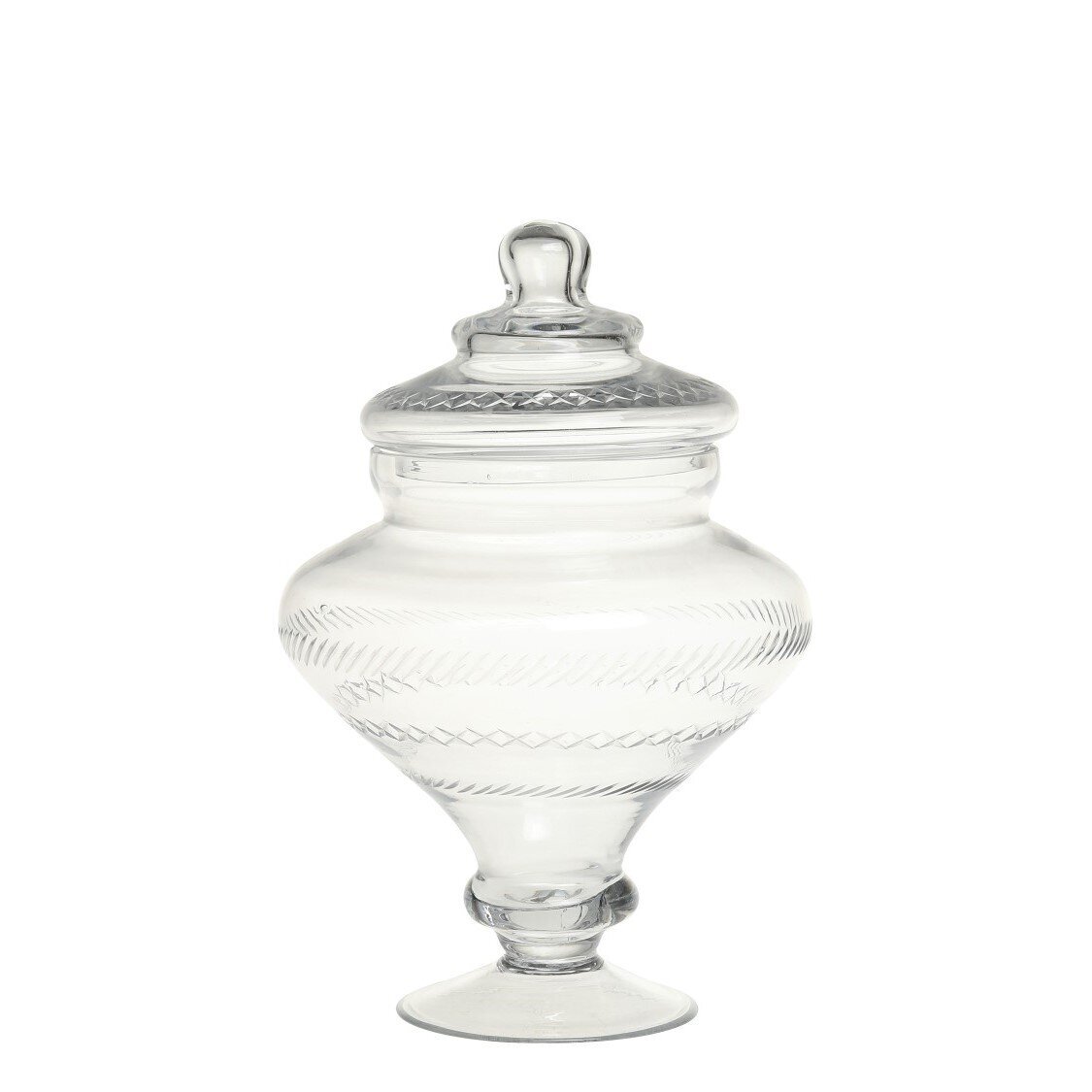 Glasgefäß mit Deckel auf Fuß, durchsichtig 