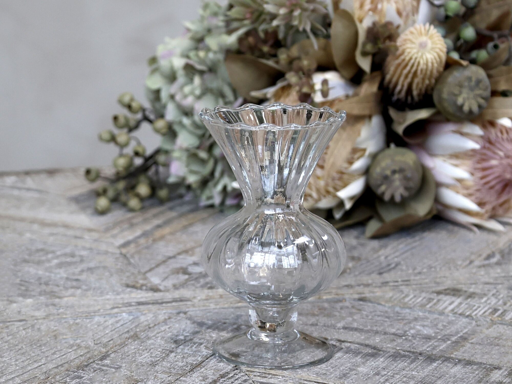 Glasvase auf Fuß, klar Ø8 x H13 cm