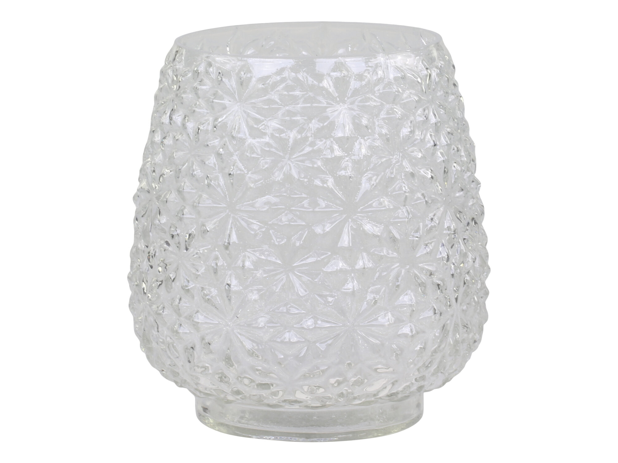 Glasvase mit Blumenmuster, klar