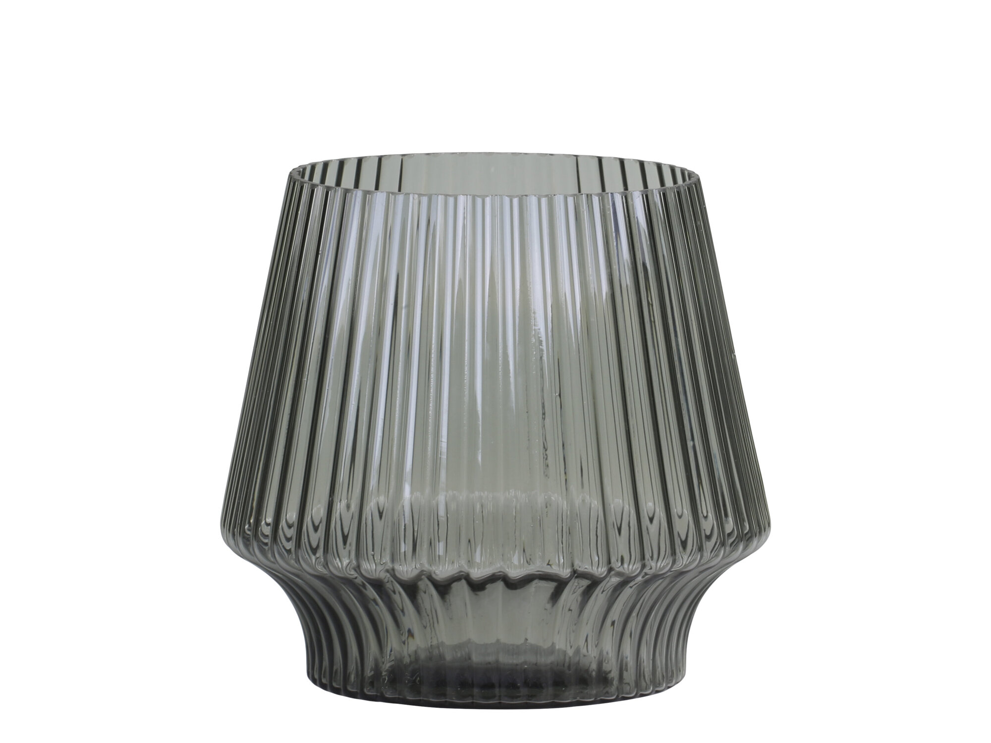 Glasvase mit Rillen, kohle Ø17 x H17 cm