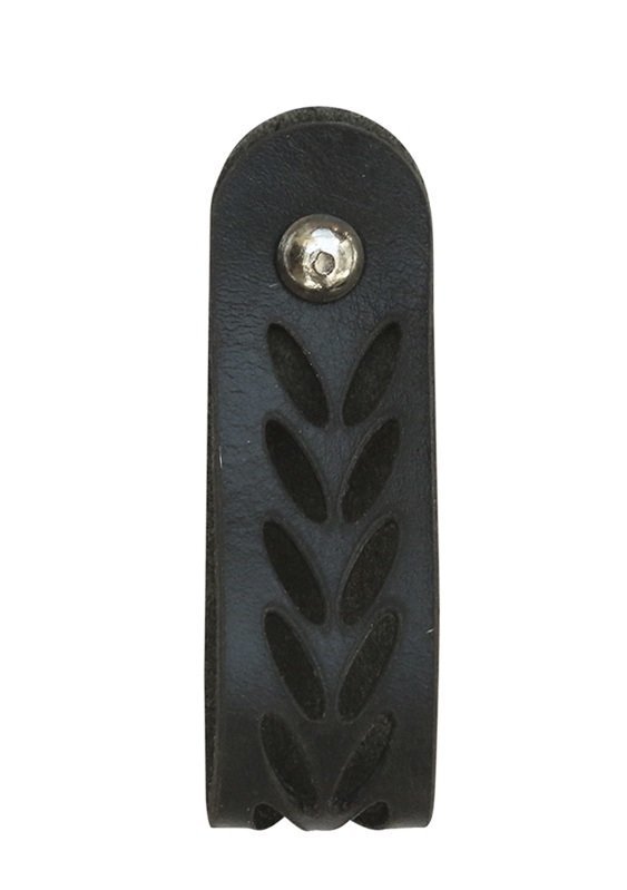 Chic Antique Griff Lochmuster Leder, schwarz 