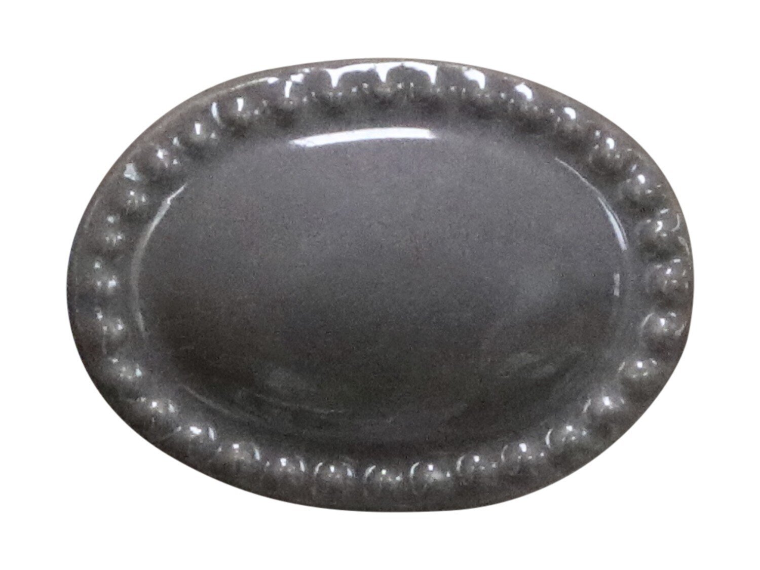 Griff mit Perlenkante handgemacht, grau 4,5 x 3,5 x 3 cm