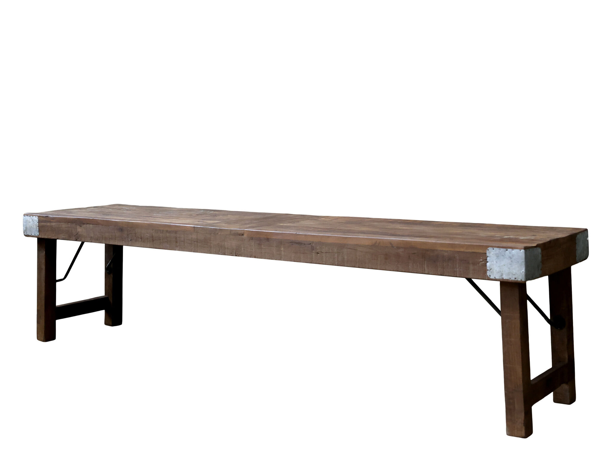 Grimaud Holz Bank mit Metallbeschlägen, natur 