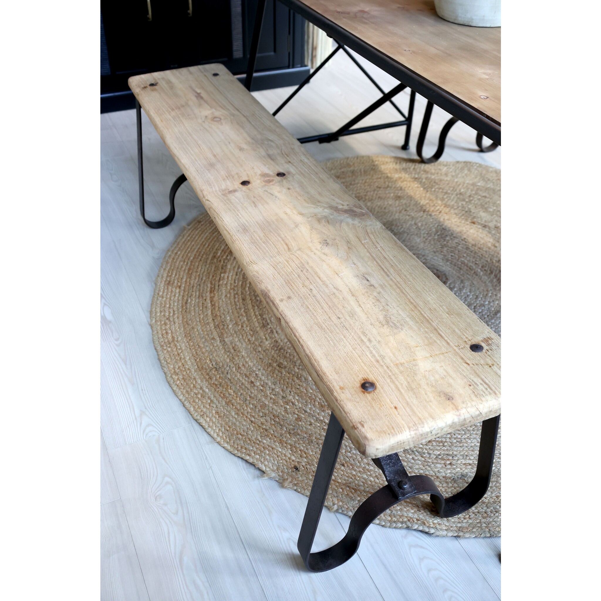 Grimaud Sitzbank mit Beinen aus Eisen, natur 