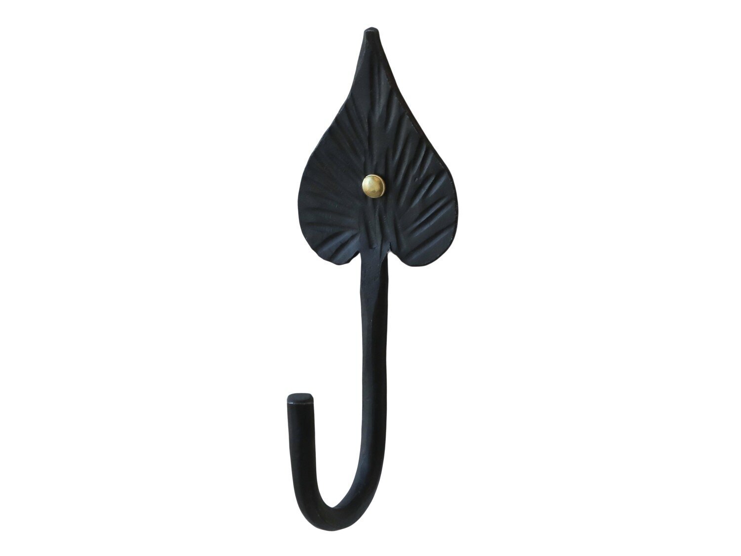 Haken mit Blatt, antique schwarz 