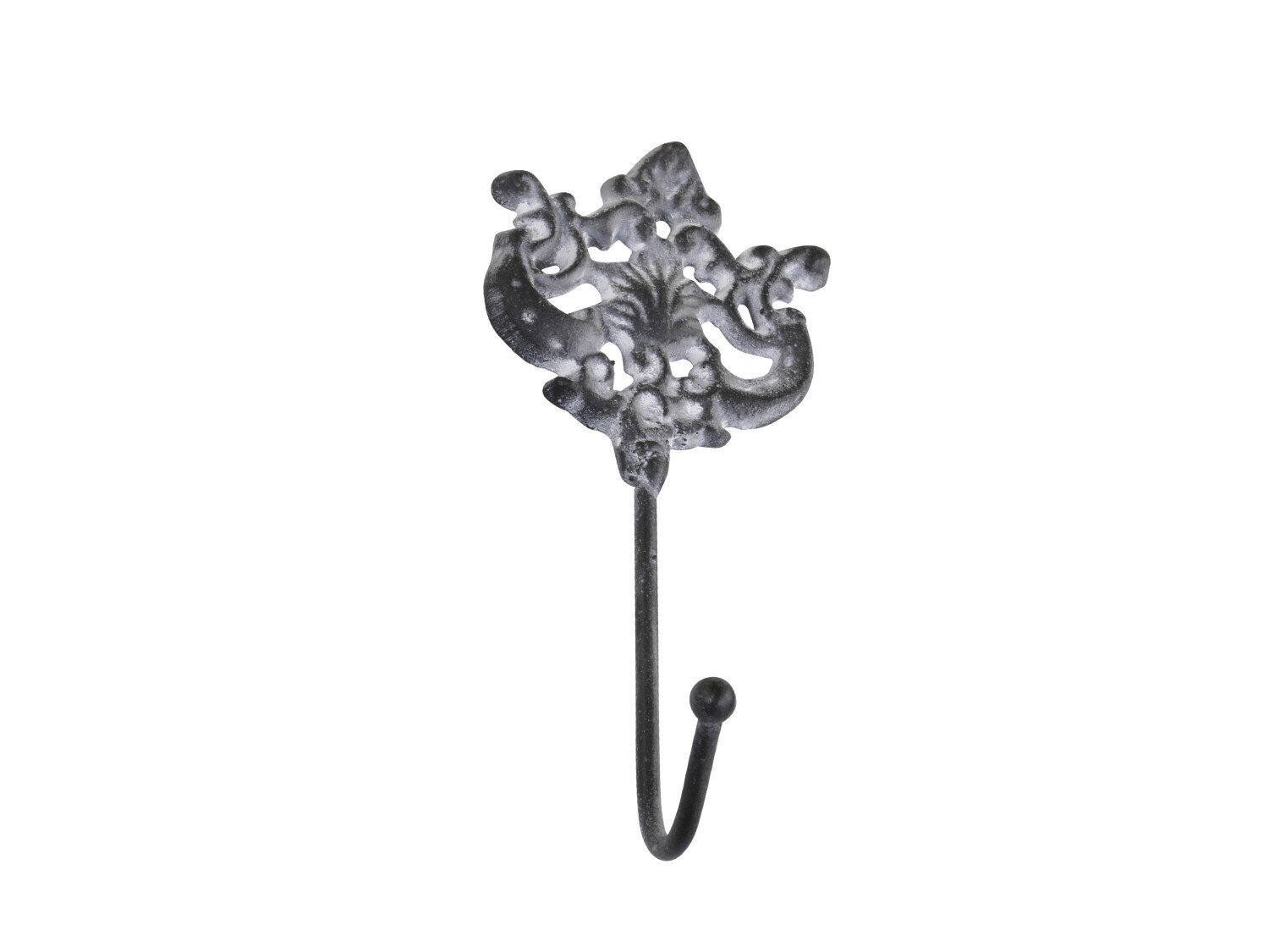 Haken mit Kronen Dekor, antik grau 