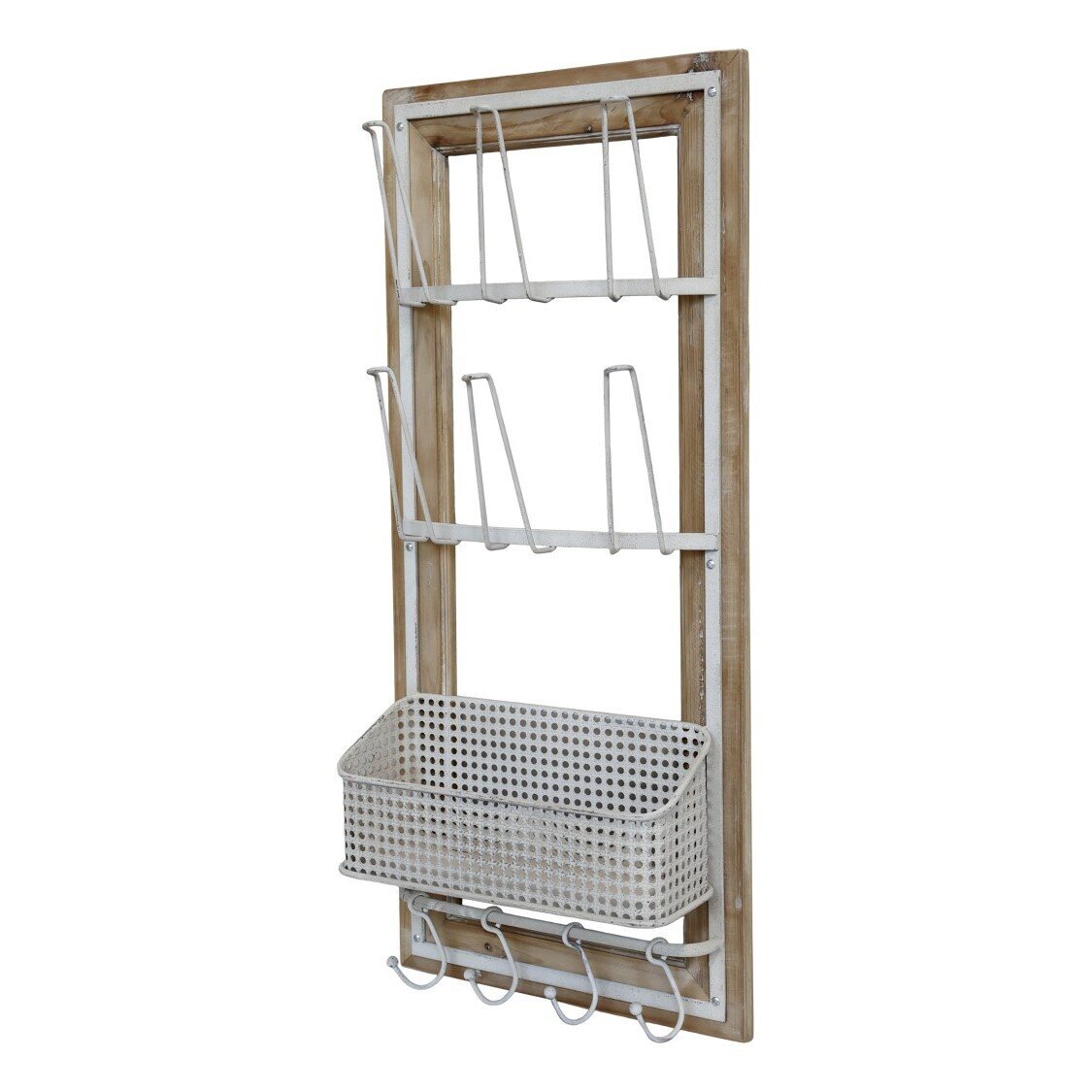 Halter mit Haken und Korb, antique creme 