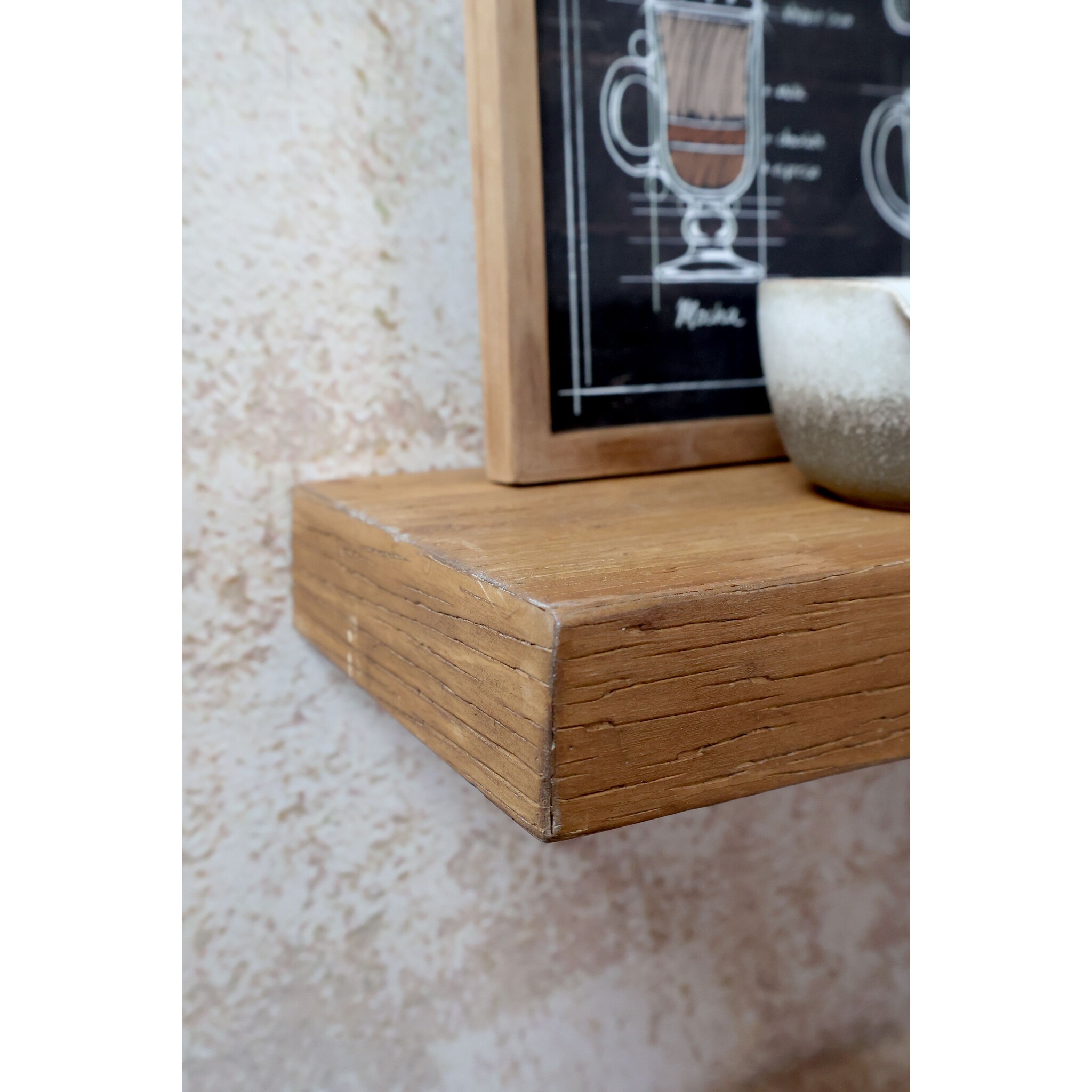 Halterloses Regalbrett aus Holz, natur 