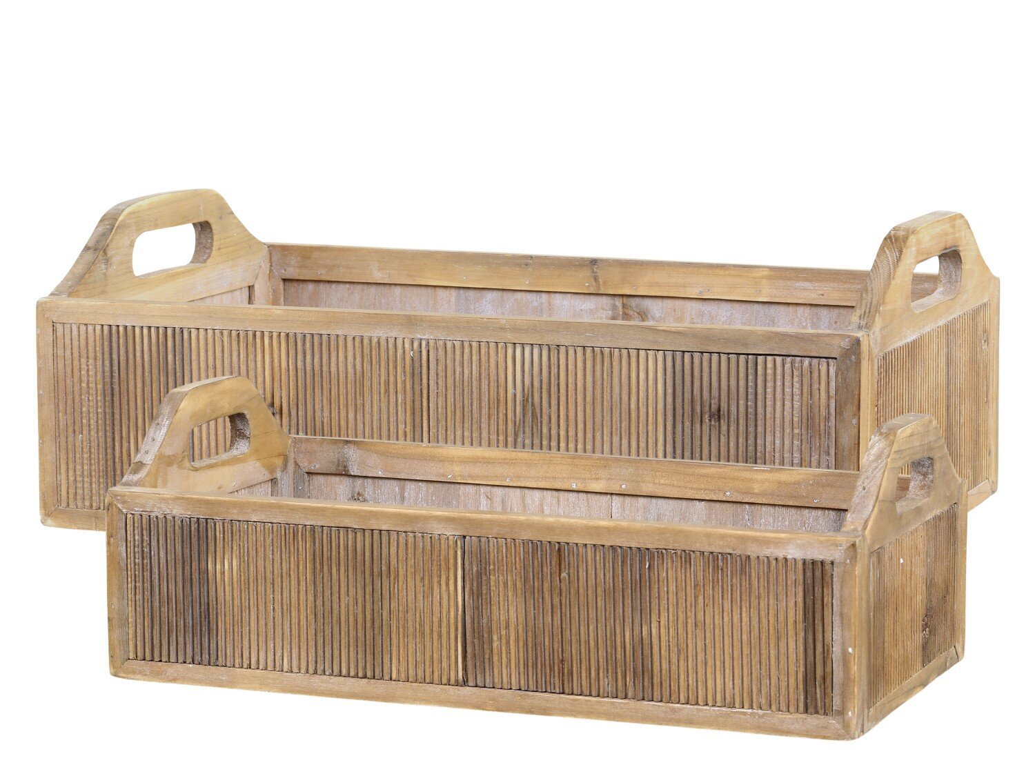 Holz Kasten mit Henkel 2er Set, natur 