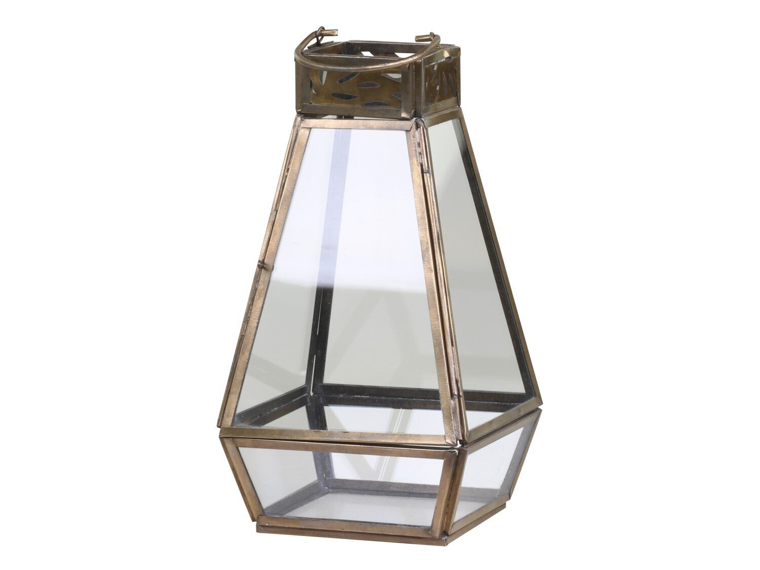 Hurricane mit Dekorkante, antik messing H22/L12/B12 cm