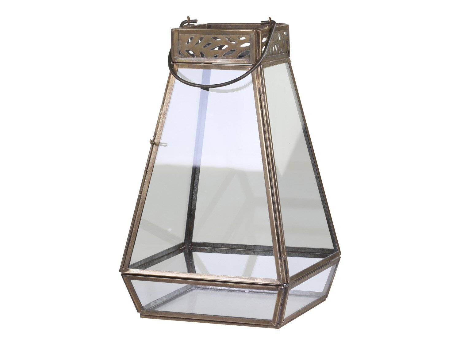 Hurricane mit Dekorkante, antik messing H27/L16/B16 cm