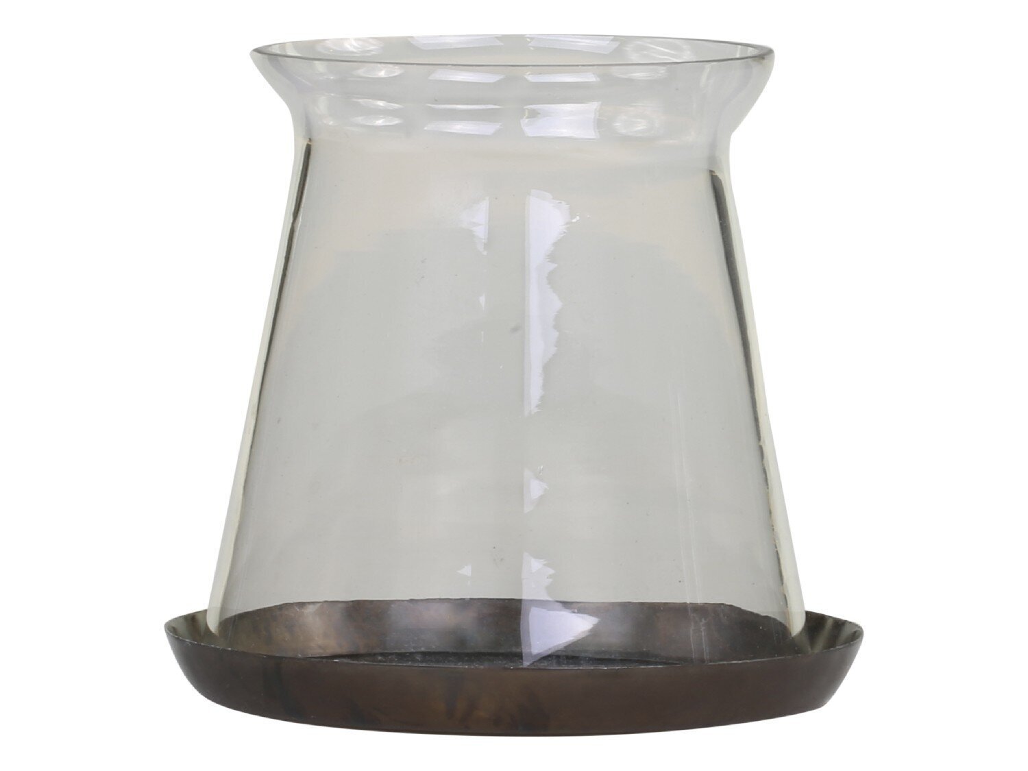 Hurricane mit Kegelglas, antik messing H11/Ø11 cm