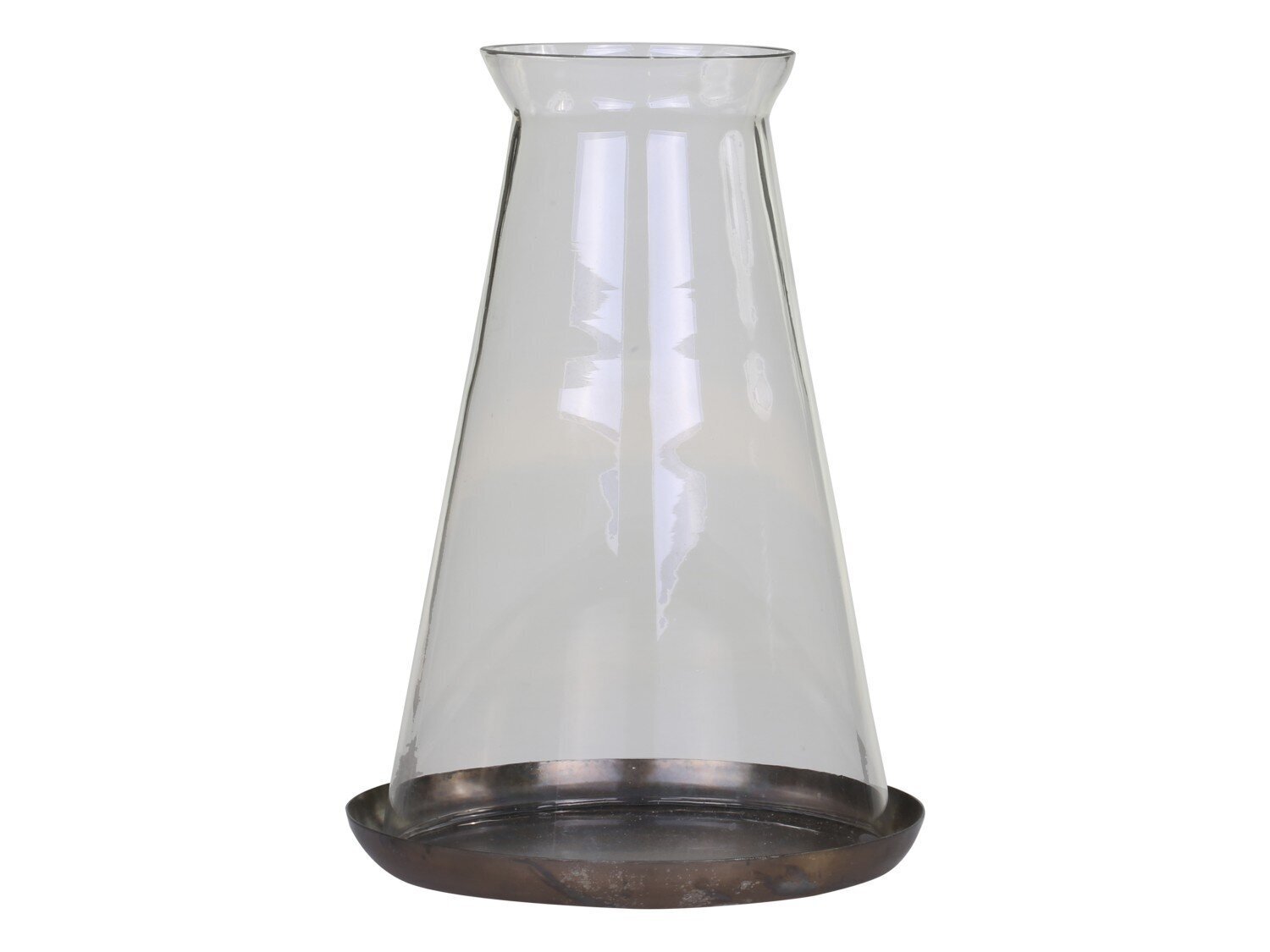 Hurricane mit Kegelglas, antik messing H22/Ø15 cm