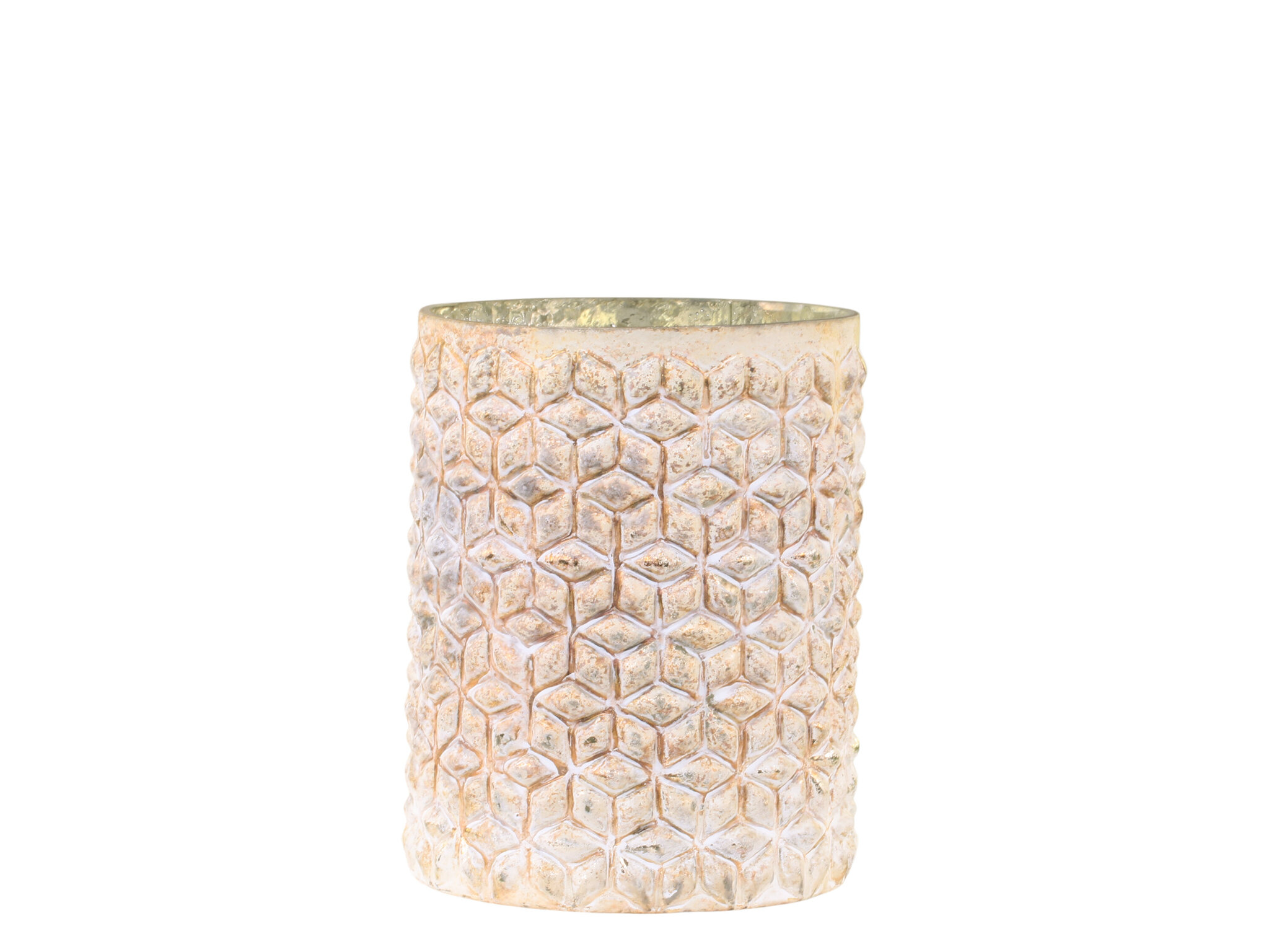 Hurricane Windlicht Gold mit Muster, antik creme 