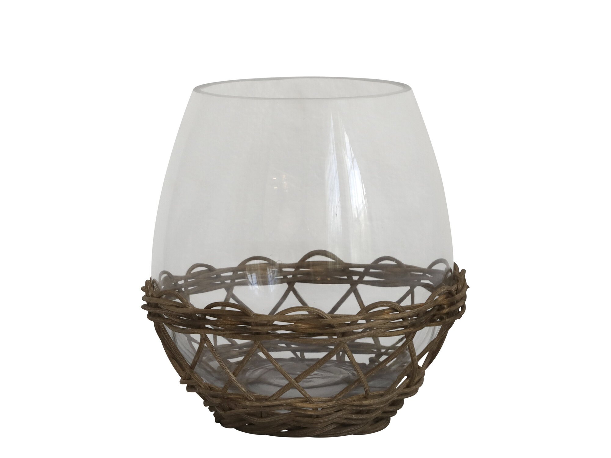 Hurricane Windlicht mit Flechtkorb, braun Ø19,5 x H20 cm