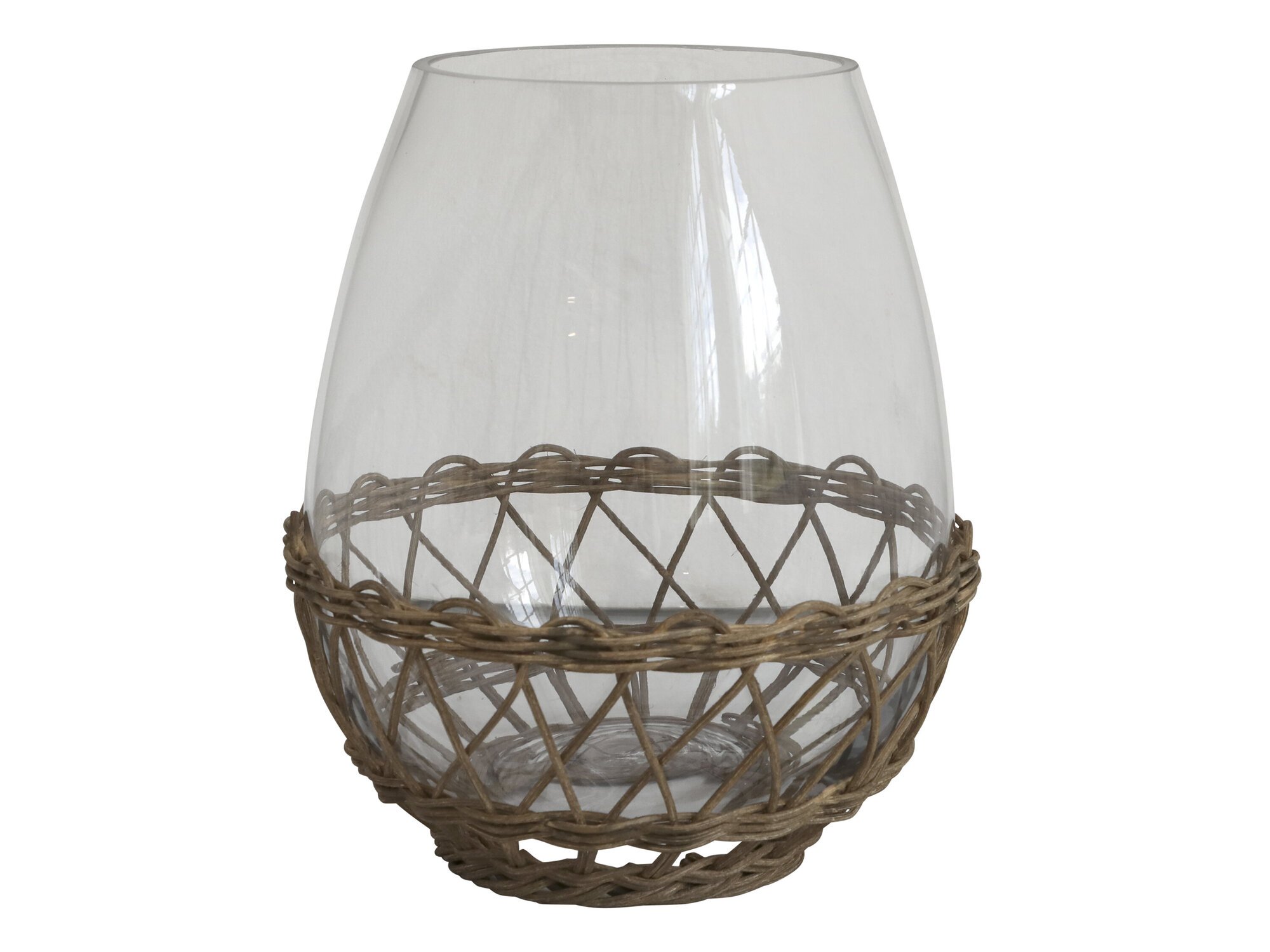 Hurricane Windlicht mit Flechtkorb, braun Ø26 x H30,5 cm