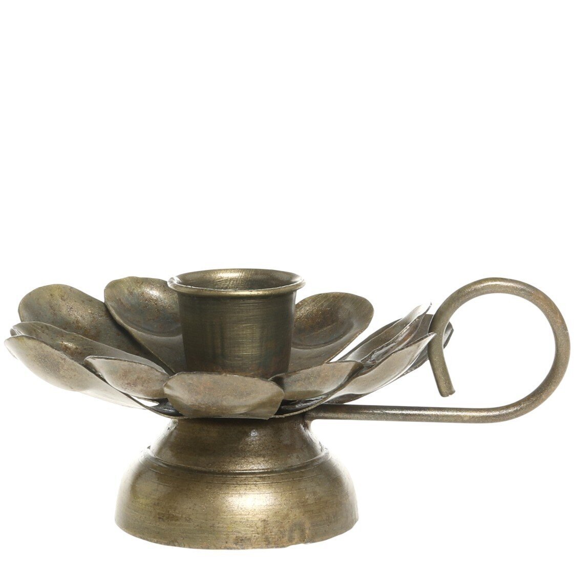 Kammerleuchter aus Eisen für Mini Stabkerzen, antique messing 