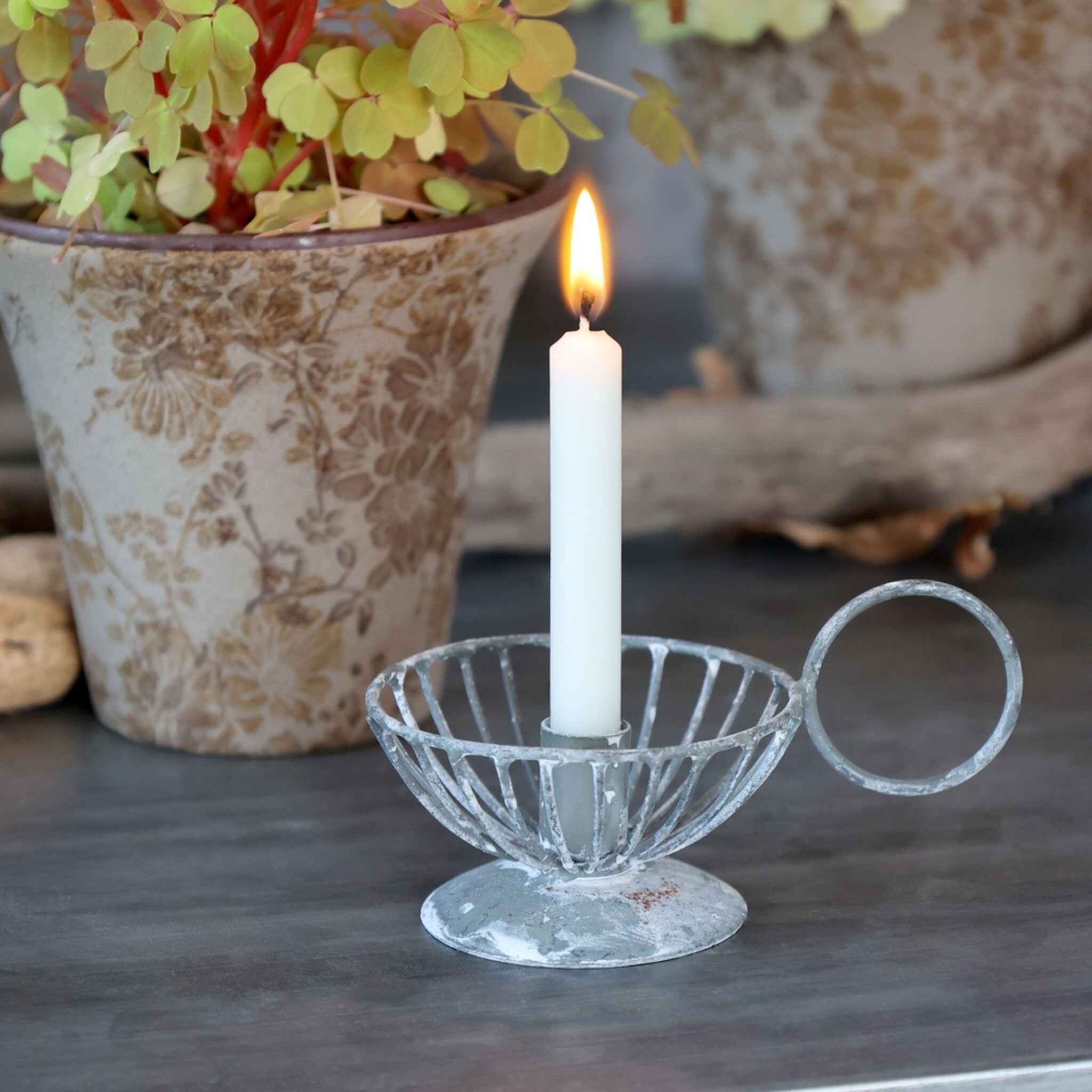 Chic Antique Kammerleuchter für Spitzkerzen - Zink, antique zink 