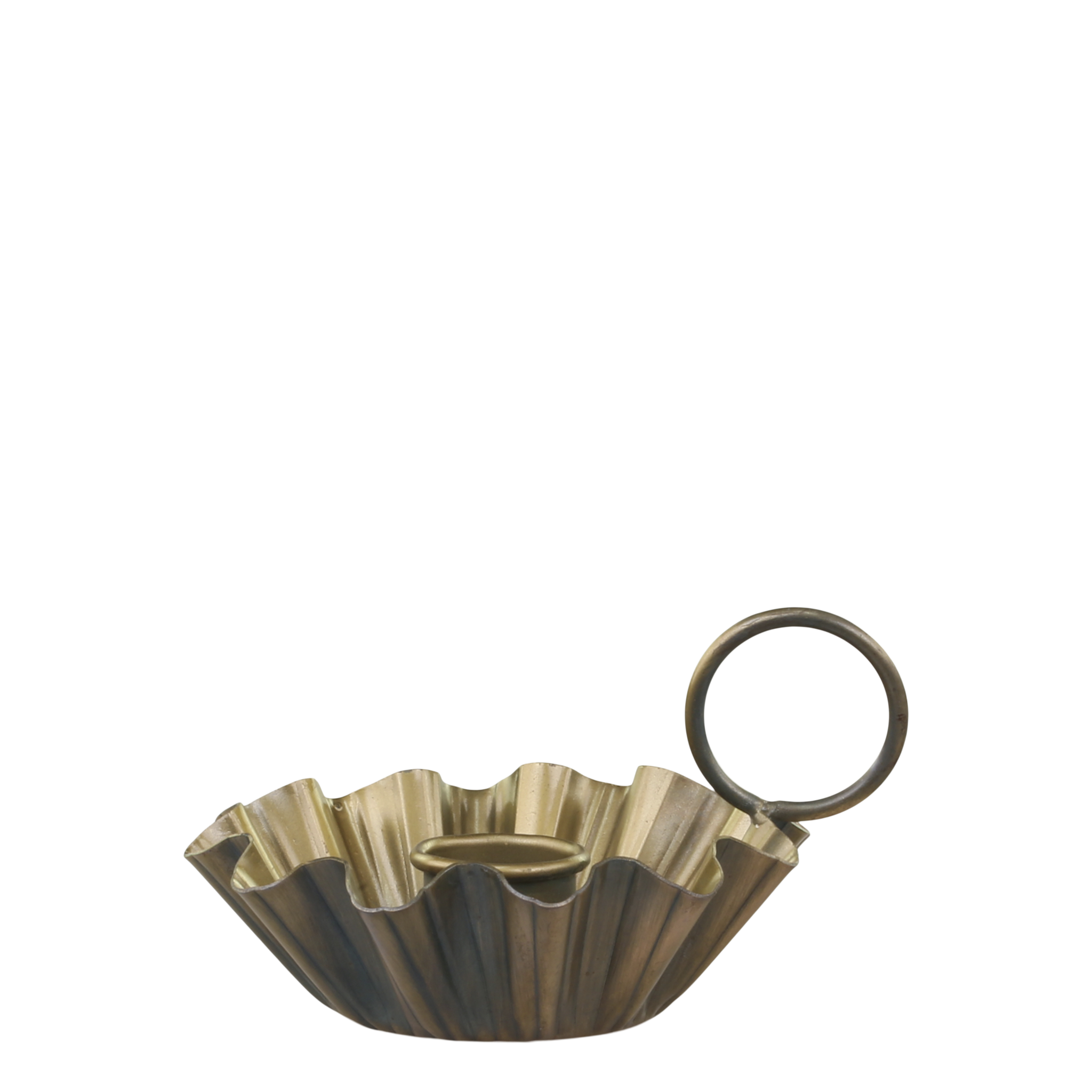 Kammerleuchter mit Rillen antik messing, messing 