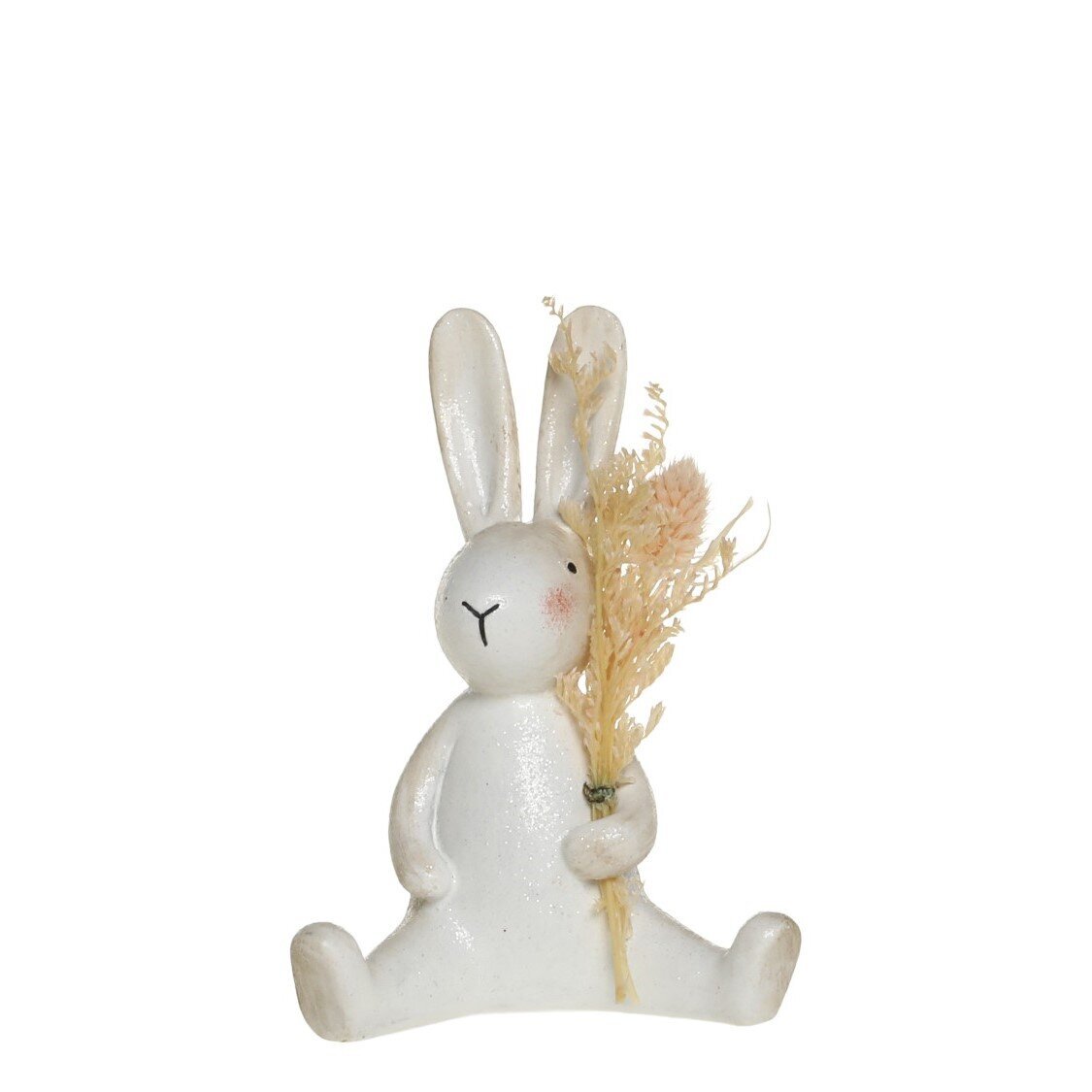 Kaninchen mit Blumen sitzend, antique creme 