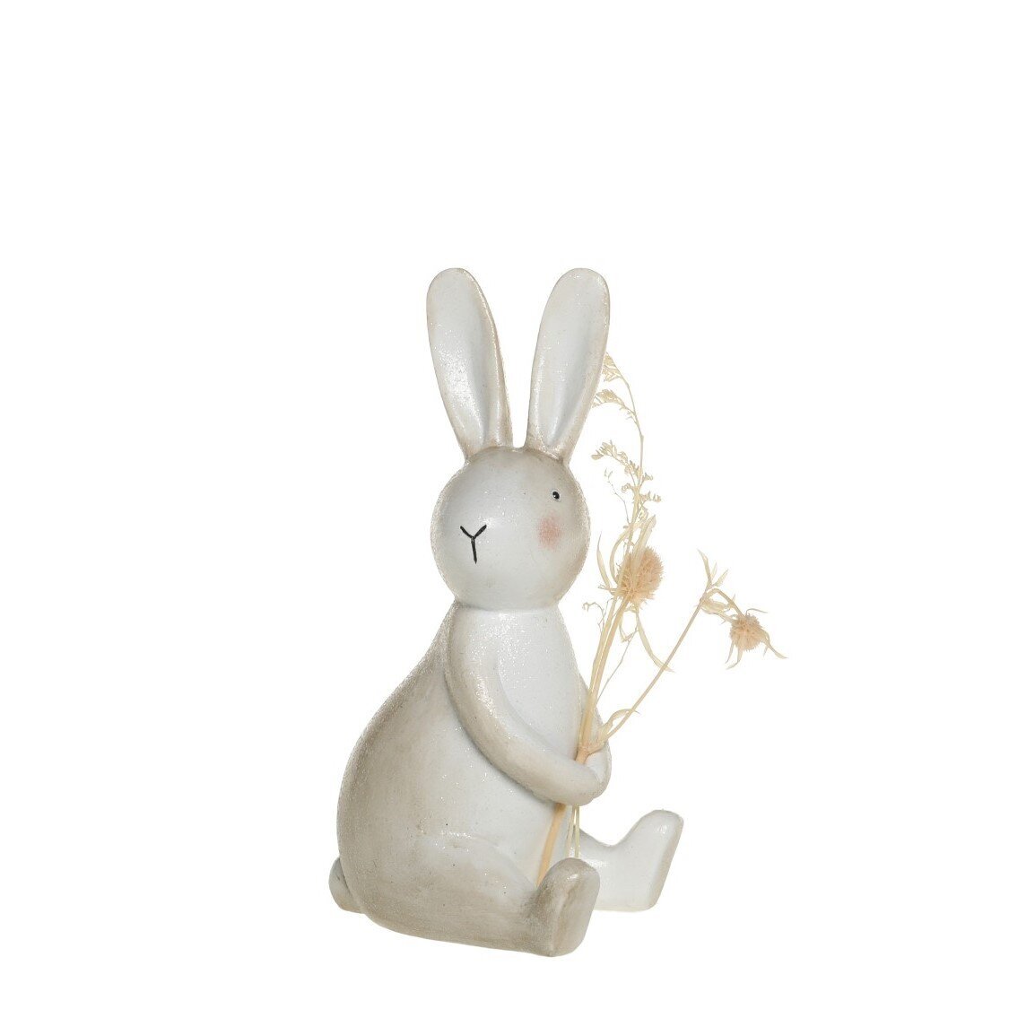 Kaninchen mit Blumen sitzend, antique creme 