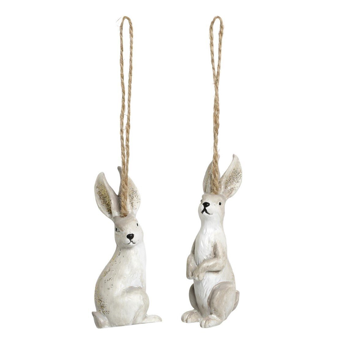 Kaninchen mit Blumen zum Aufhängen, antique creme 