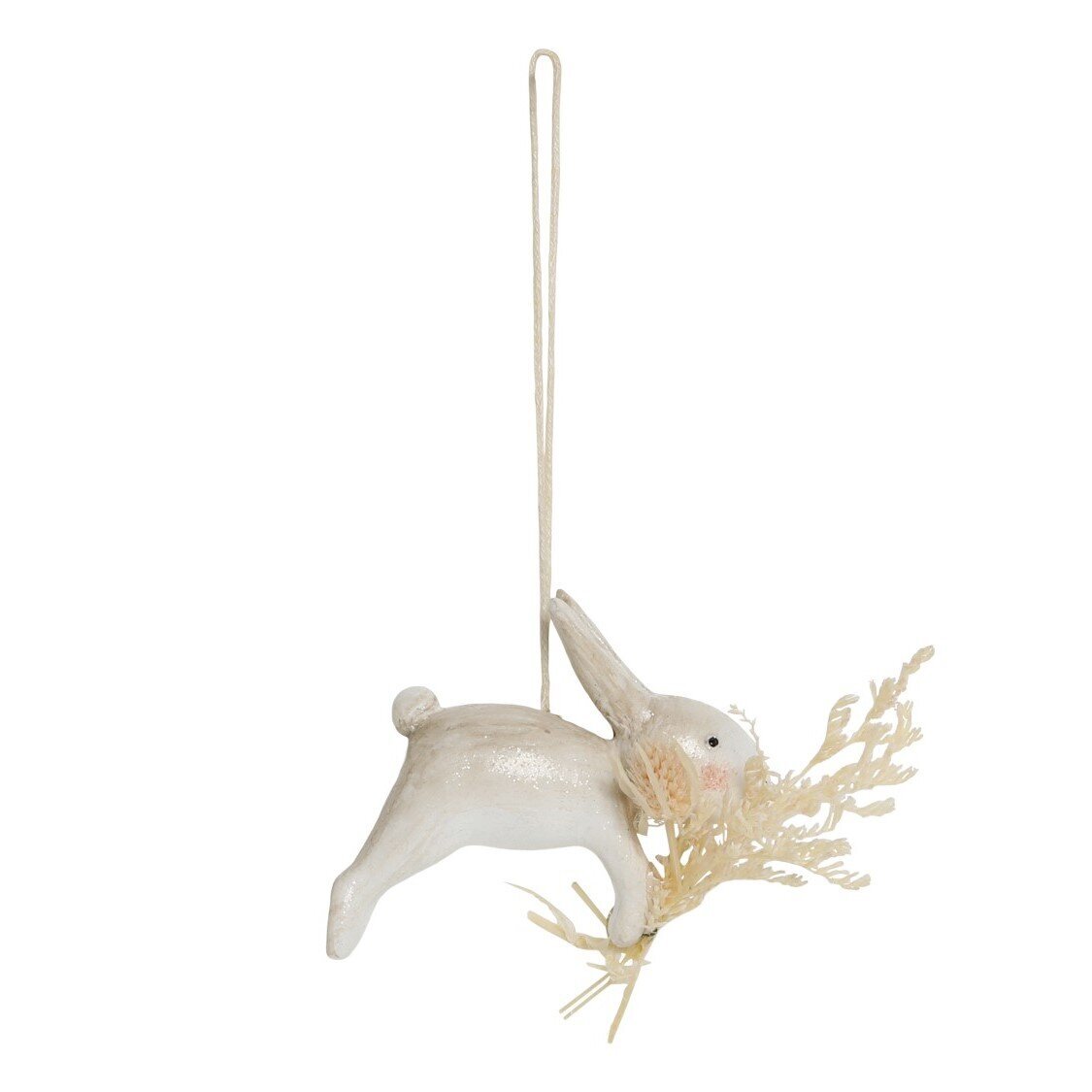 Kaninchen mit Blumen zum Aufhängen, antique creme 